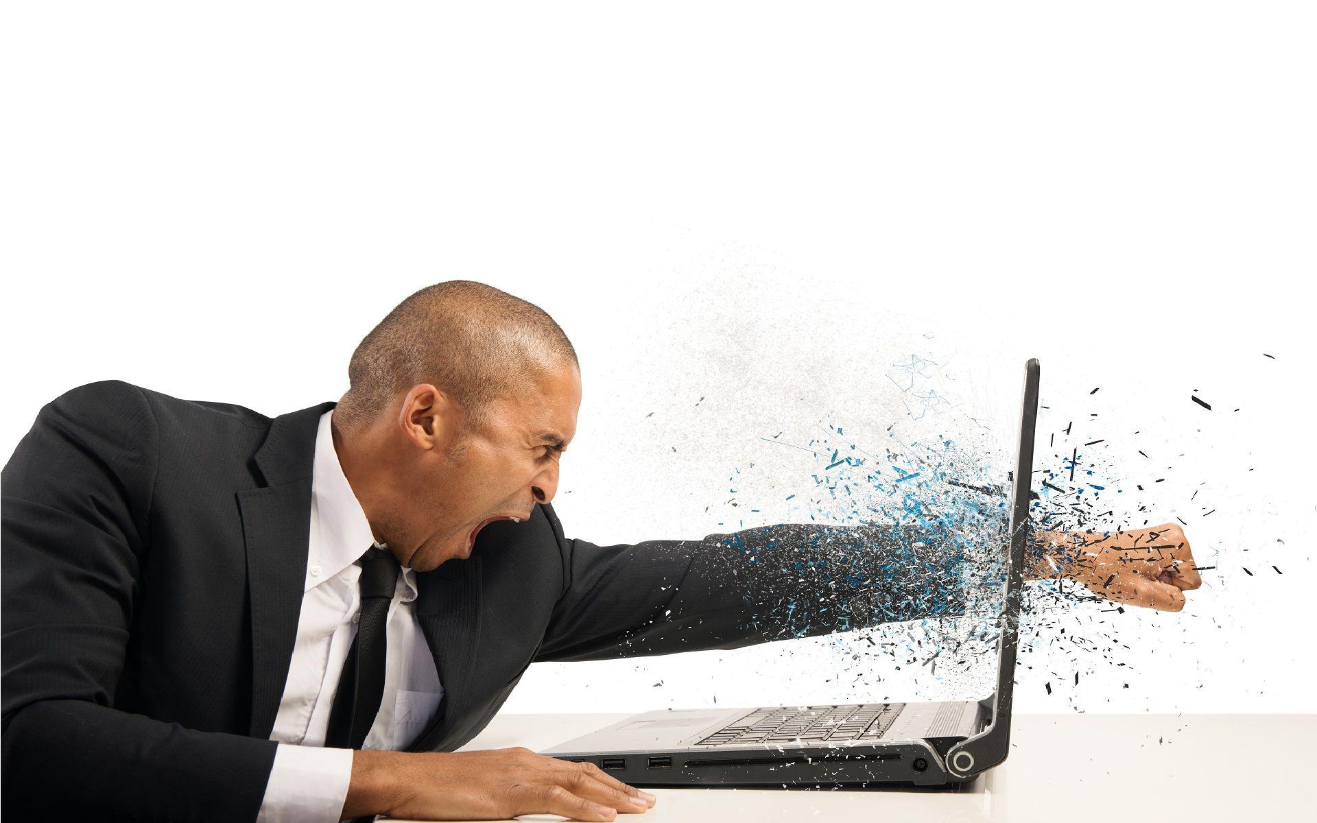 Angry man broke the laptop funny wallpaper. HD Wallpaper Rocks
