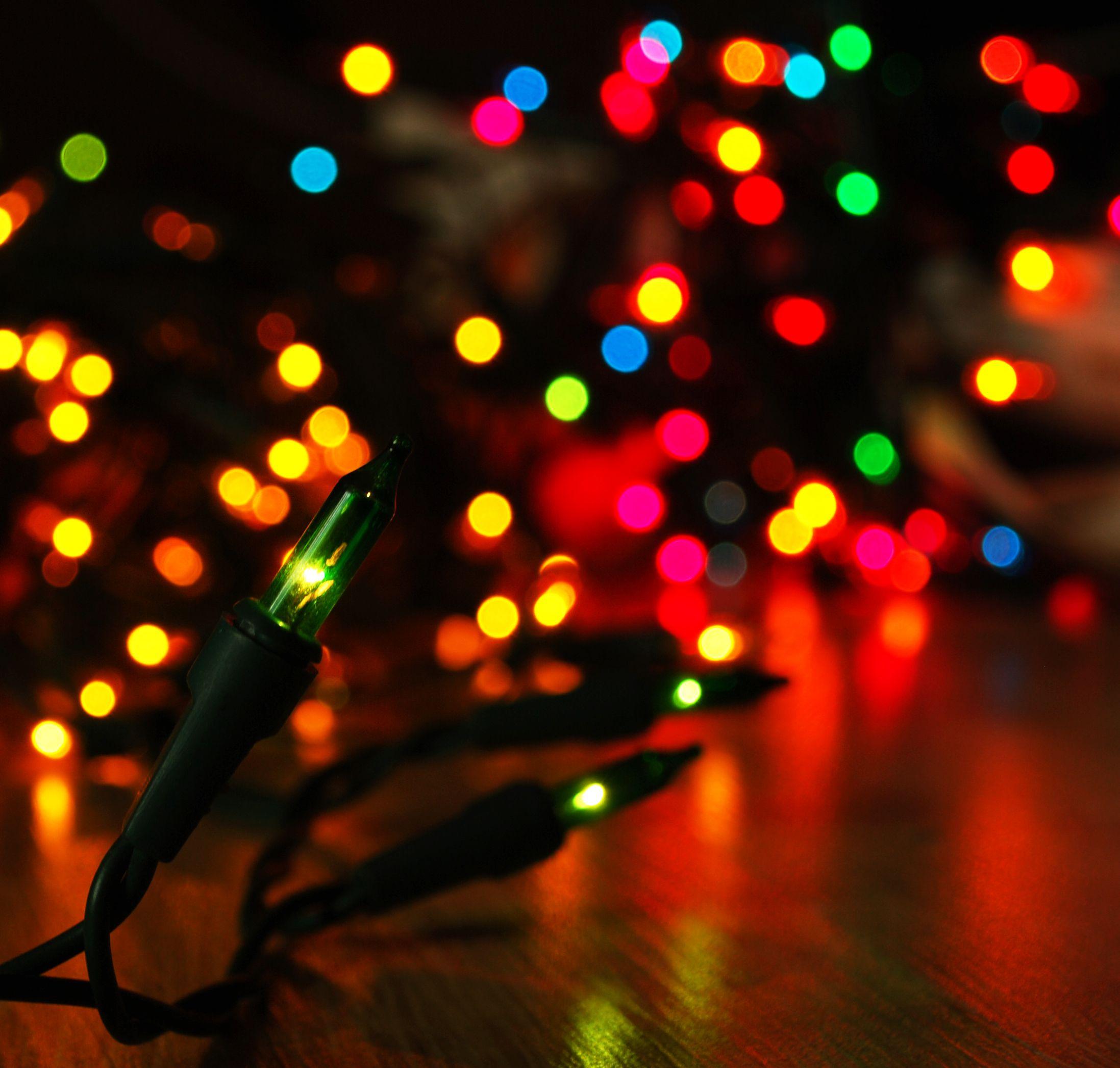 Christmas lights create a beautiful rainbow, a pleather of hues