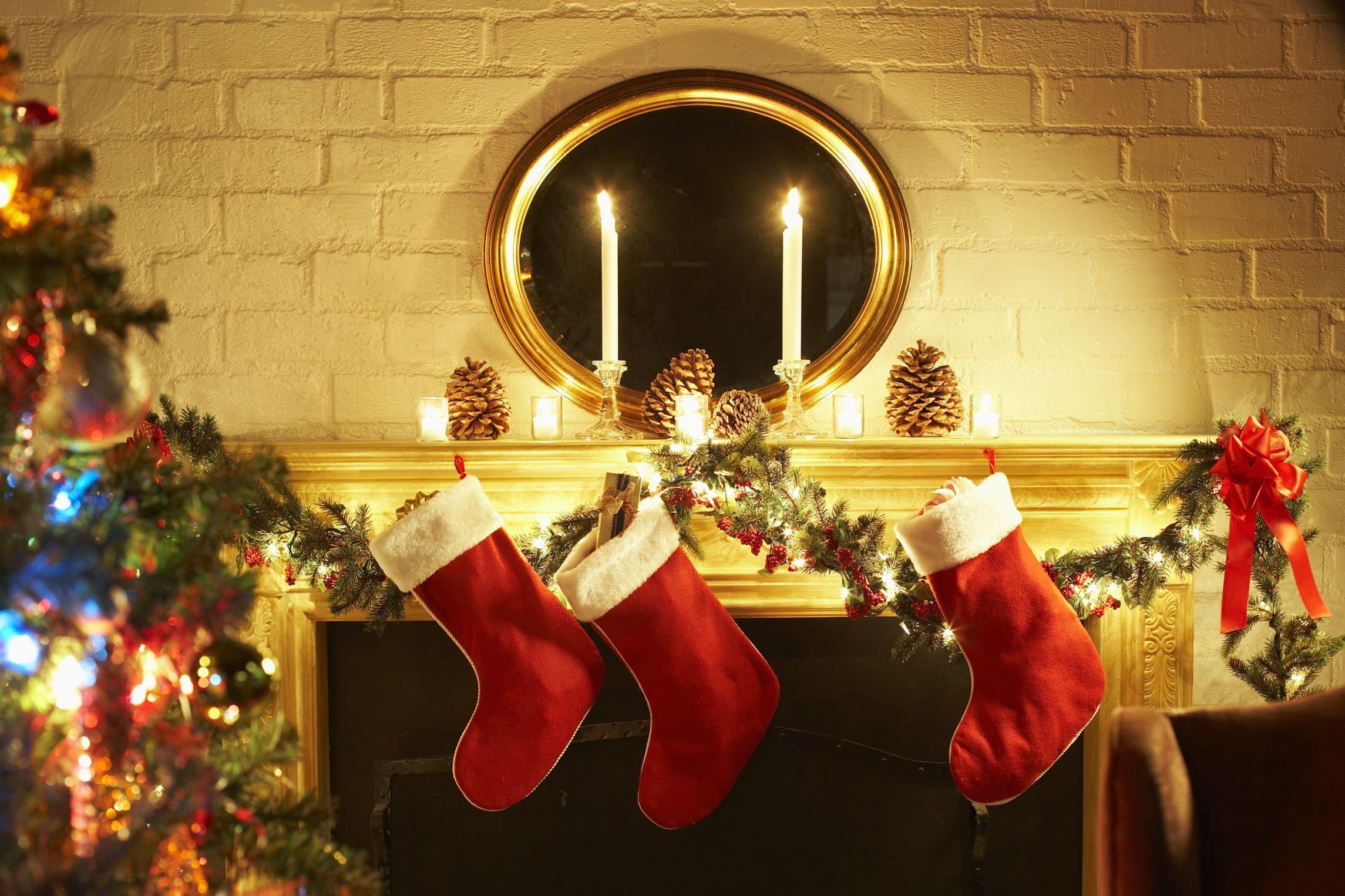 Christmas Stockings Fireplace Photo Christmas Stocking Stock