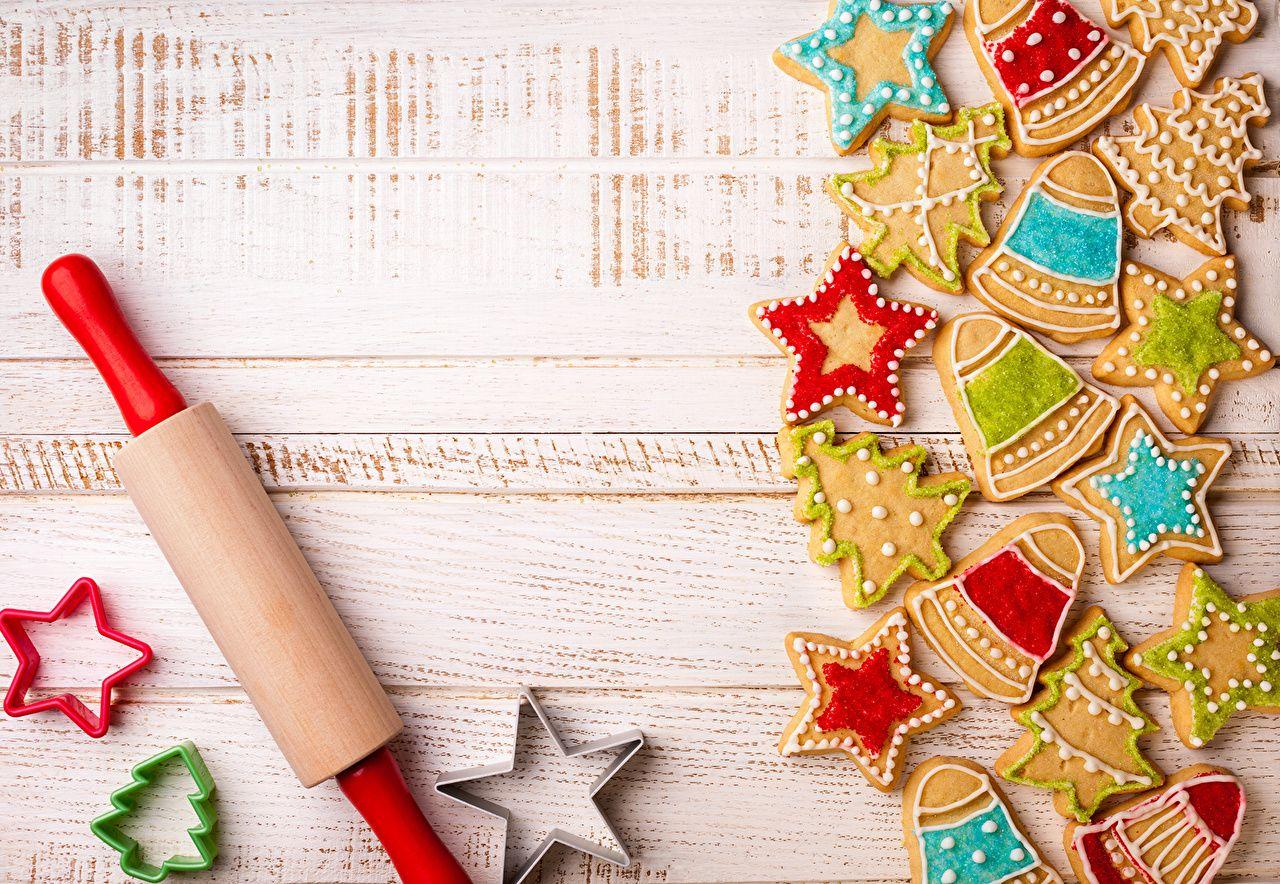 Wallpaper Stars New year Christmas tree Food Cookies Holidays