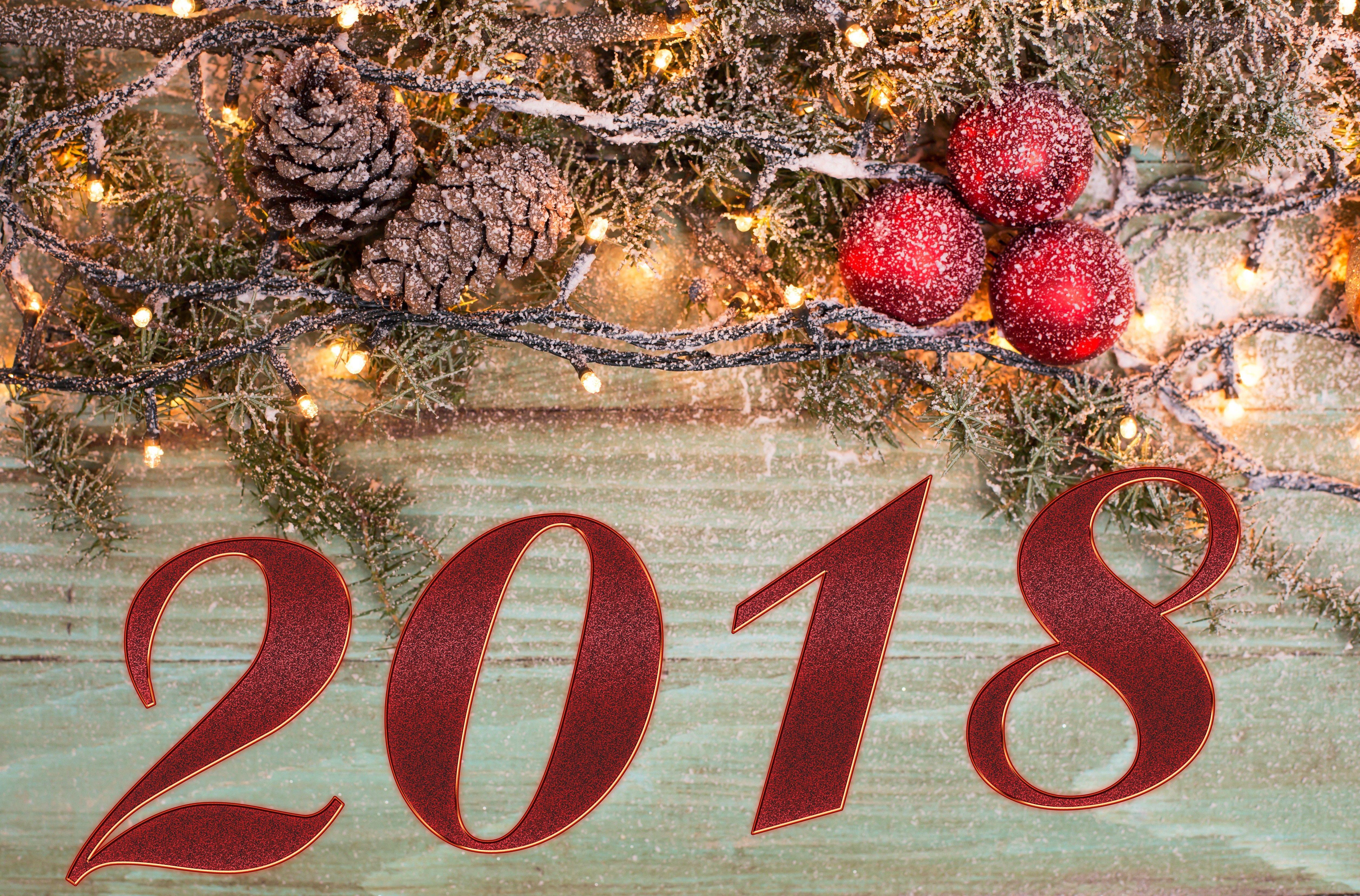 Wallpaper Christmas, New Year, Fir Tree, Balls, Decorations