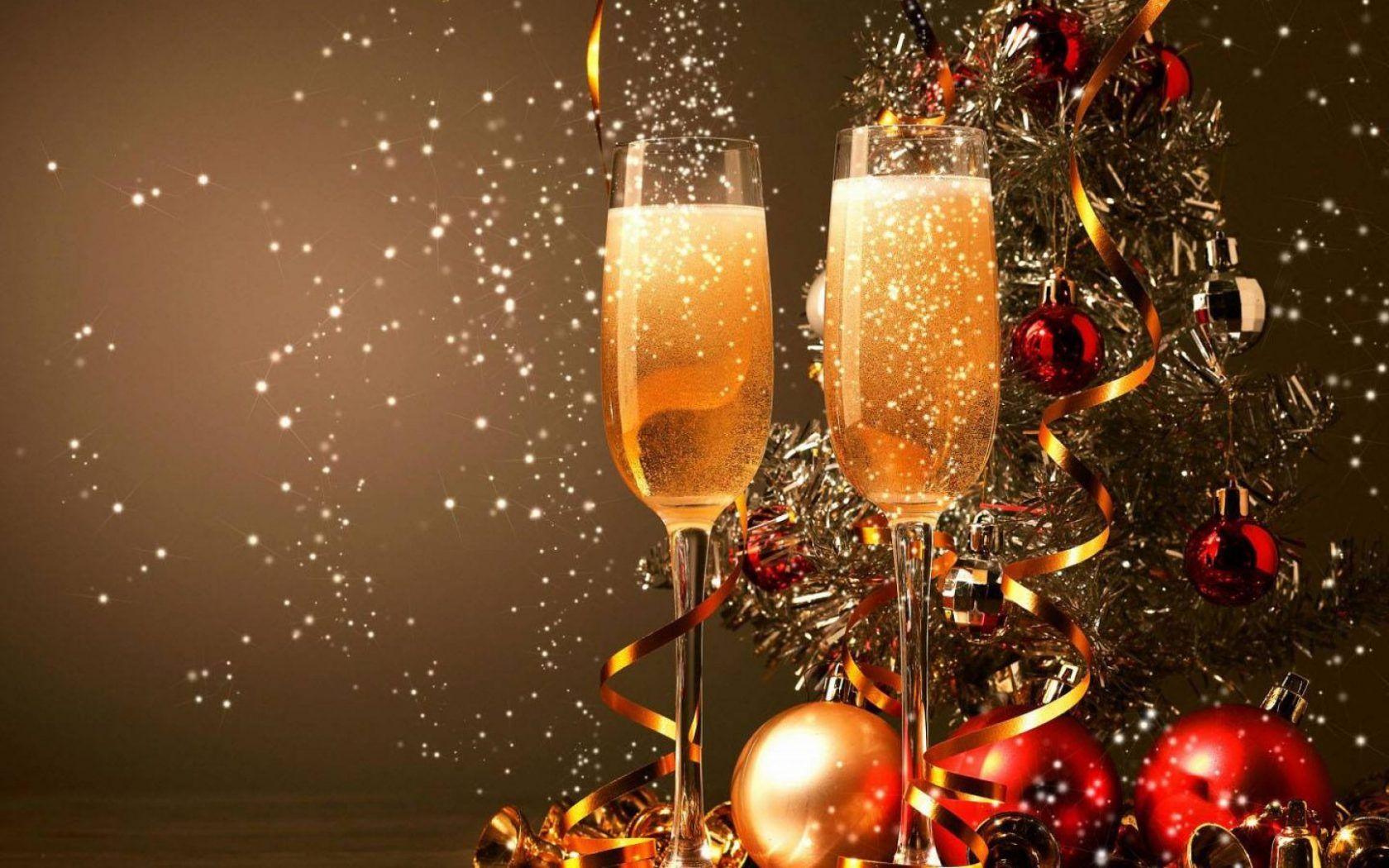 Happy New Year 2018 Glasses With Champagne For Two Decorations