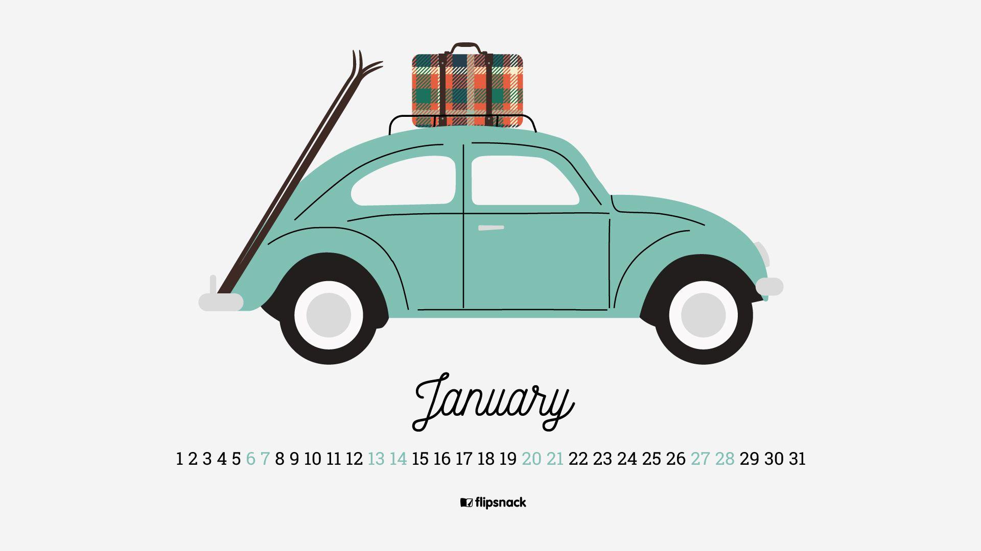 January 2018 calendar wallpaper for desktop background