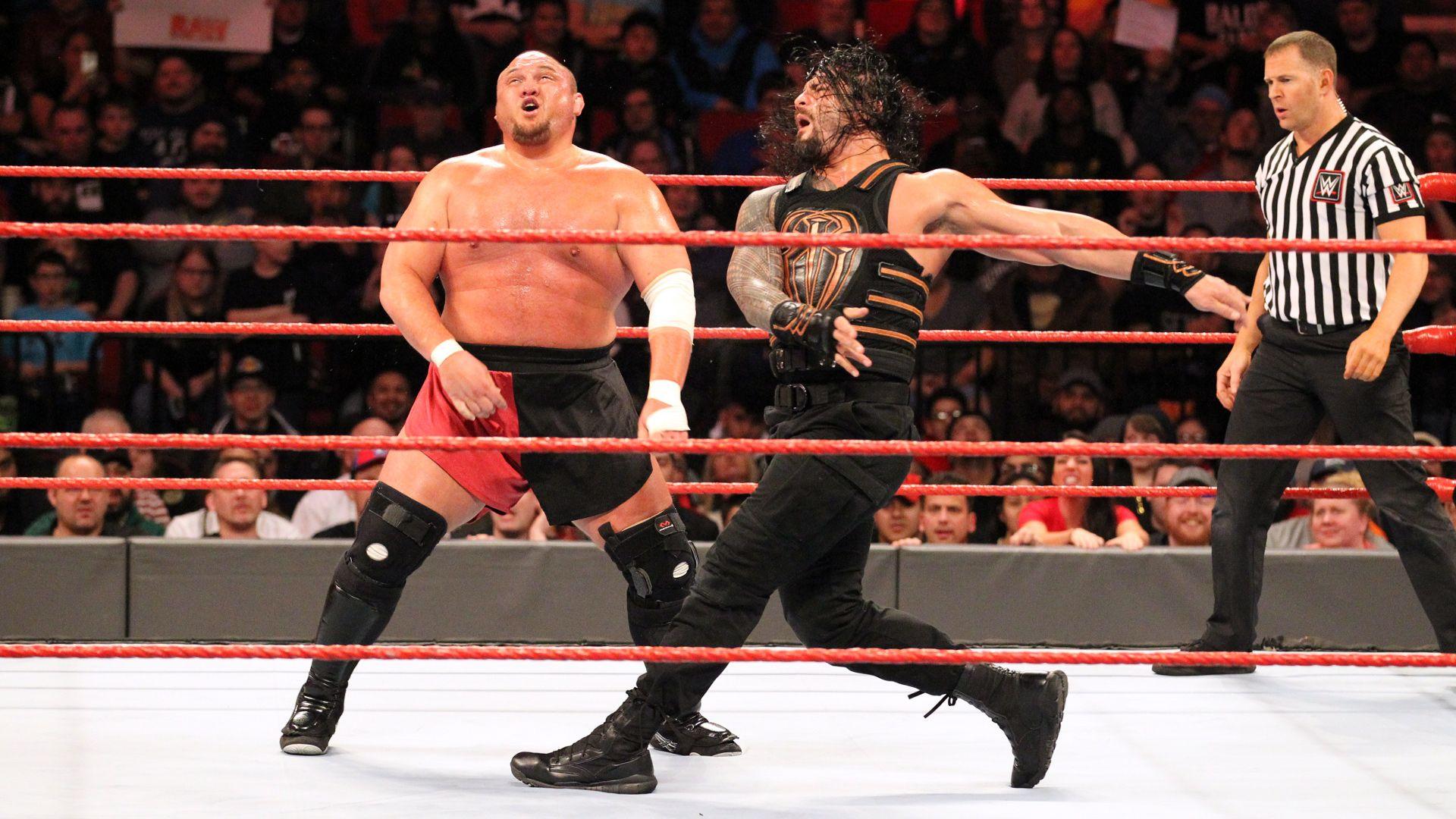 A very unflattering photo from Samoa Joe's Raw debut against Roman