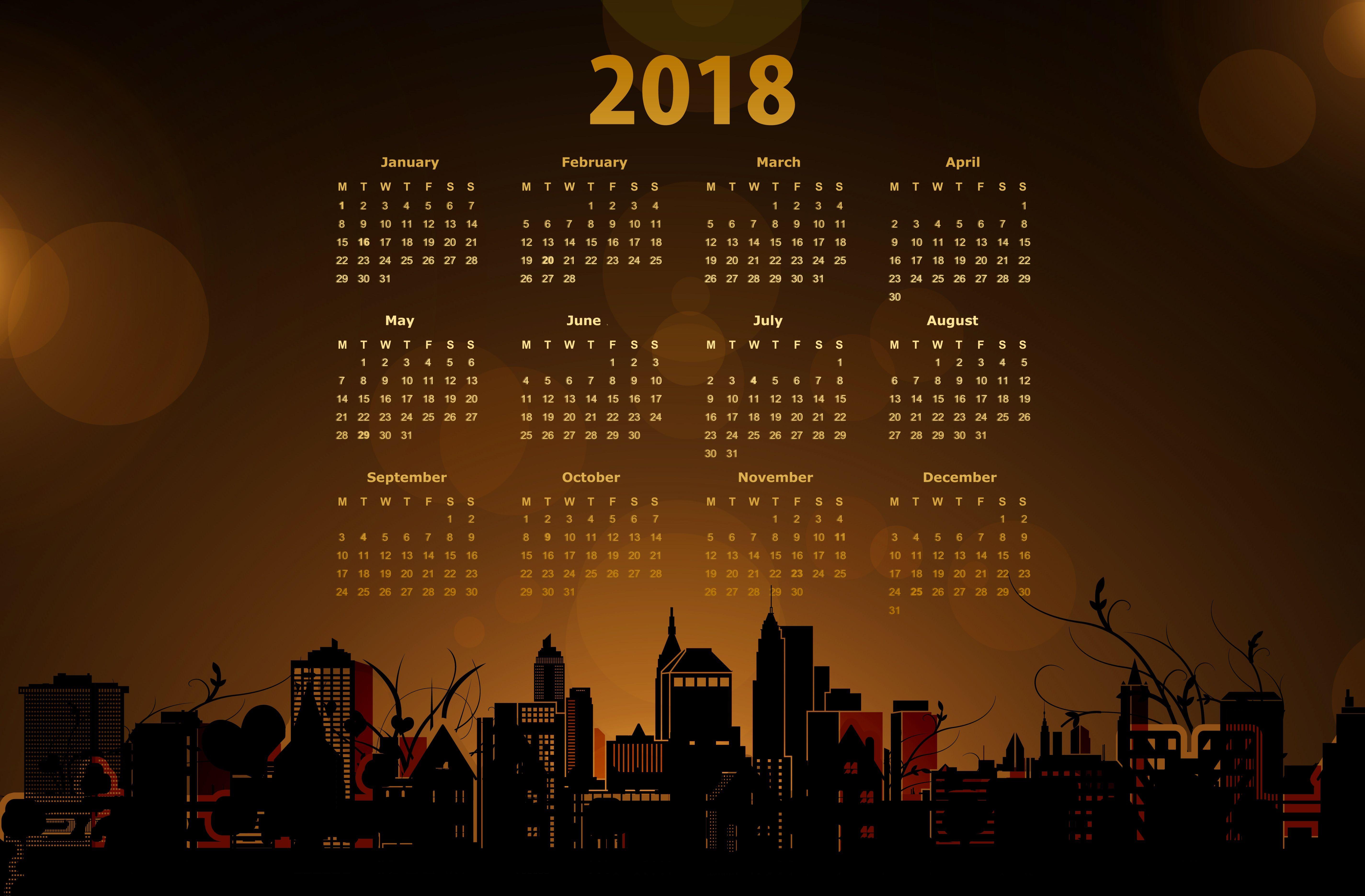 Calendar with a Cityscape 5k Retina Ultra HD Wallpaper