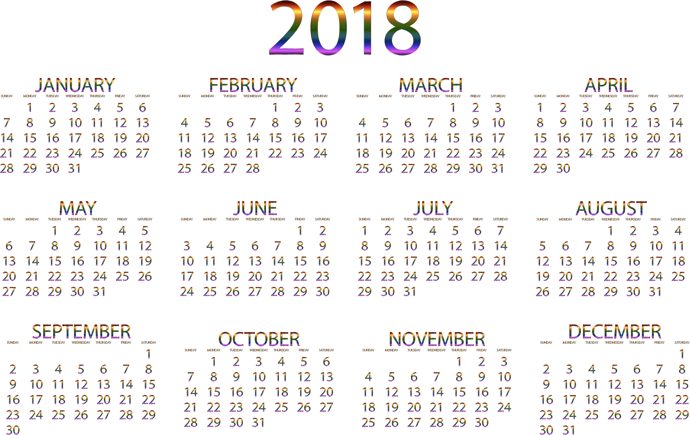 Clipart Calendar Prismatic No Background
