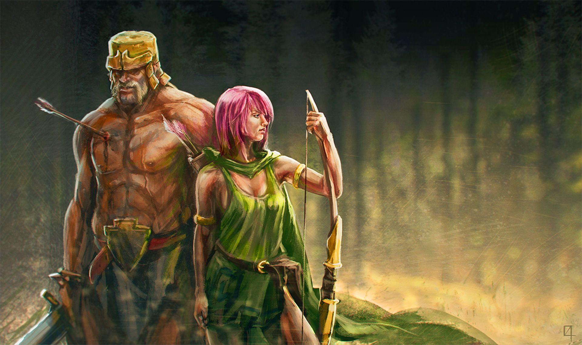 Clash Of Clans Artwork Archer And Barbarian, HD Games, 4k