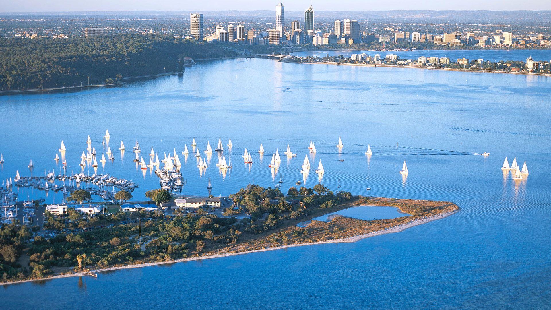 Aerial view of Perth city, WA. © Tourism Western Australia. kite