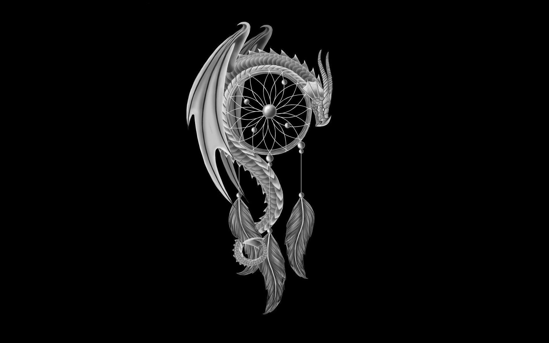 dragon dragon feathers black background dreamcatcher dreamcatcher