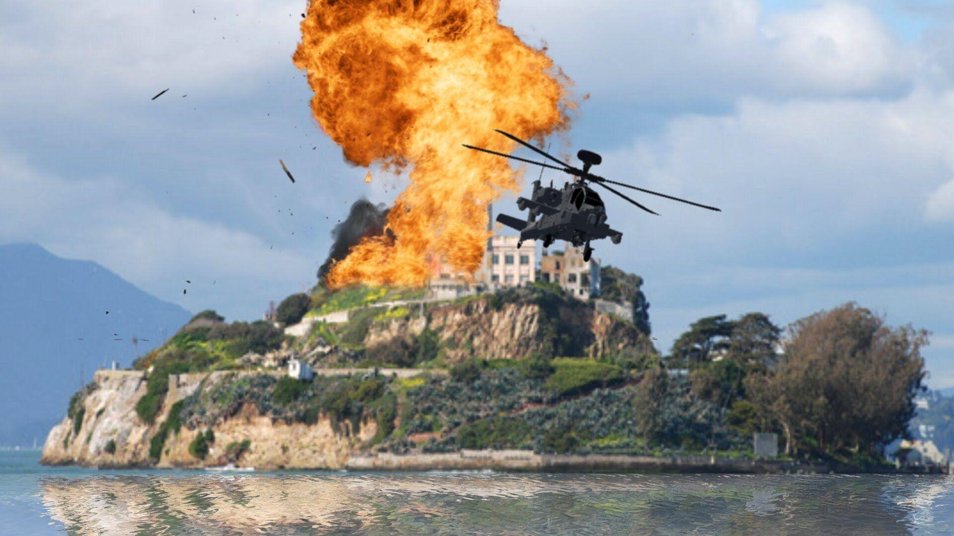 Explosion on Alcatraz Island