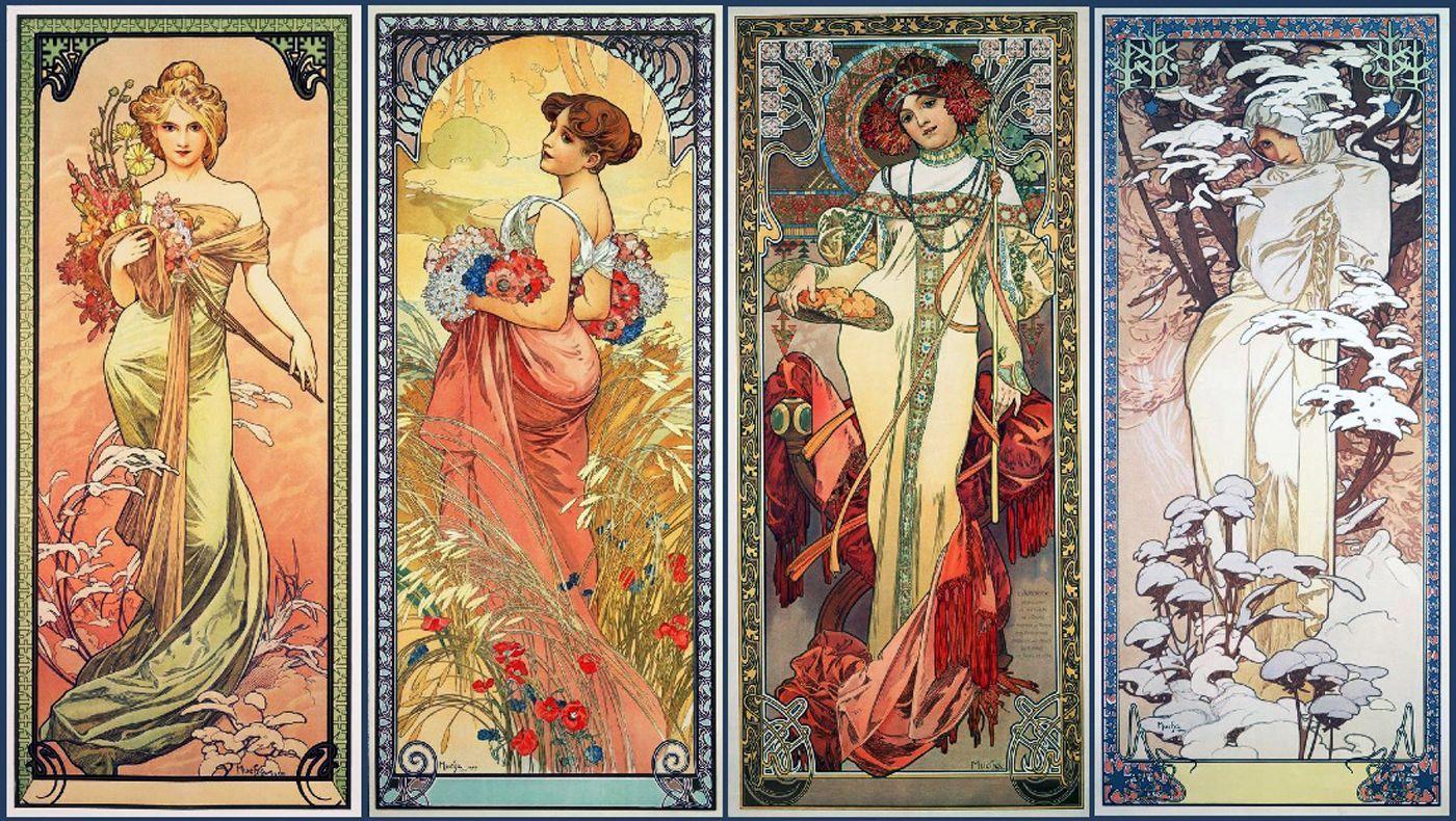 mucha's 4 seasons. Alphonse mucha, Art nouveau mucha
