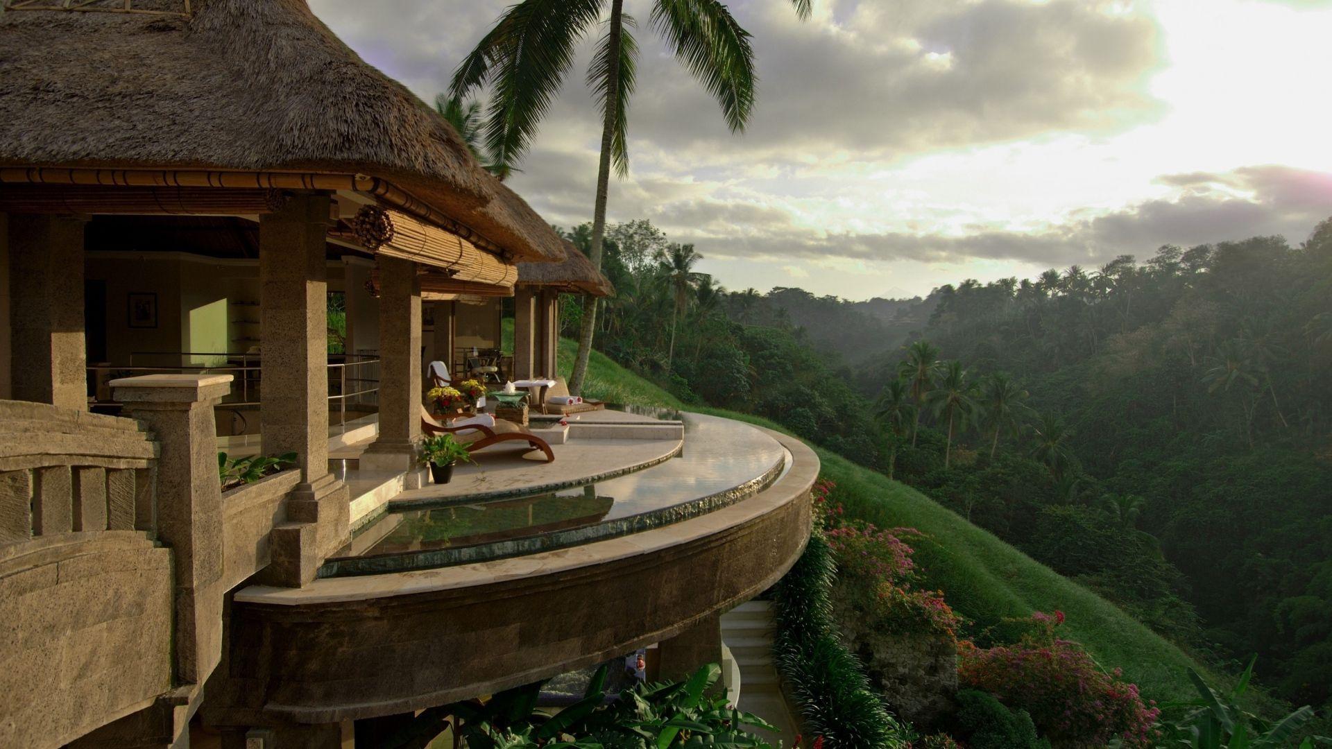 House, Paradise, Beautiful, Palm, Trees, Balcony, Nature, , X, HD