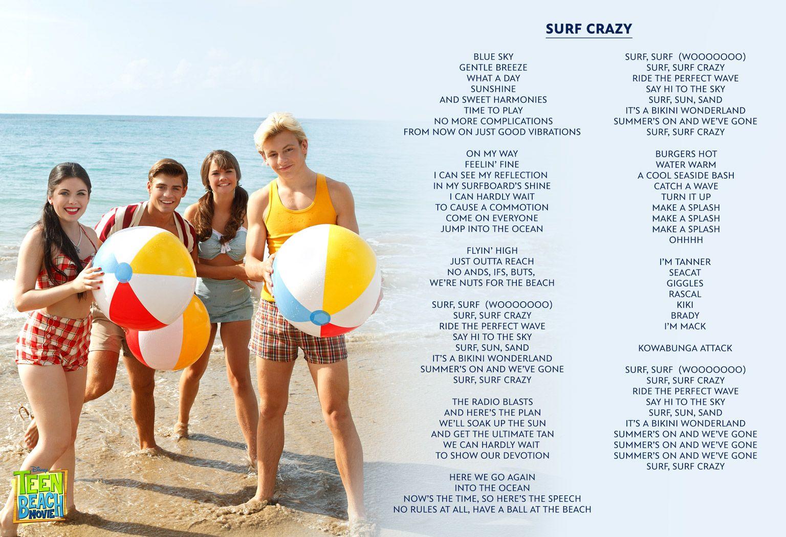 Surf Crazy Lyrics Teen Beach. Teen Beach Movie