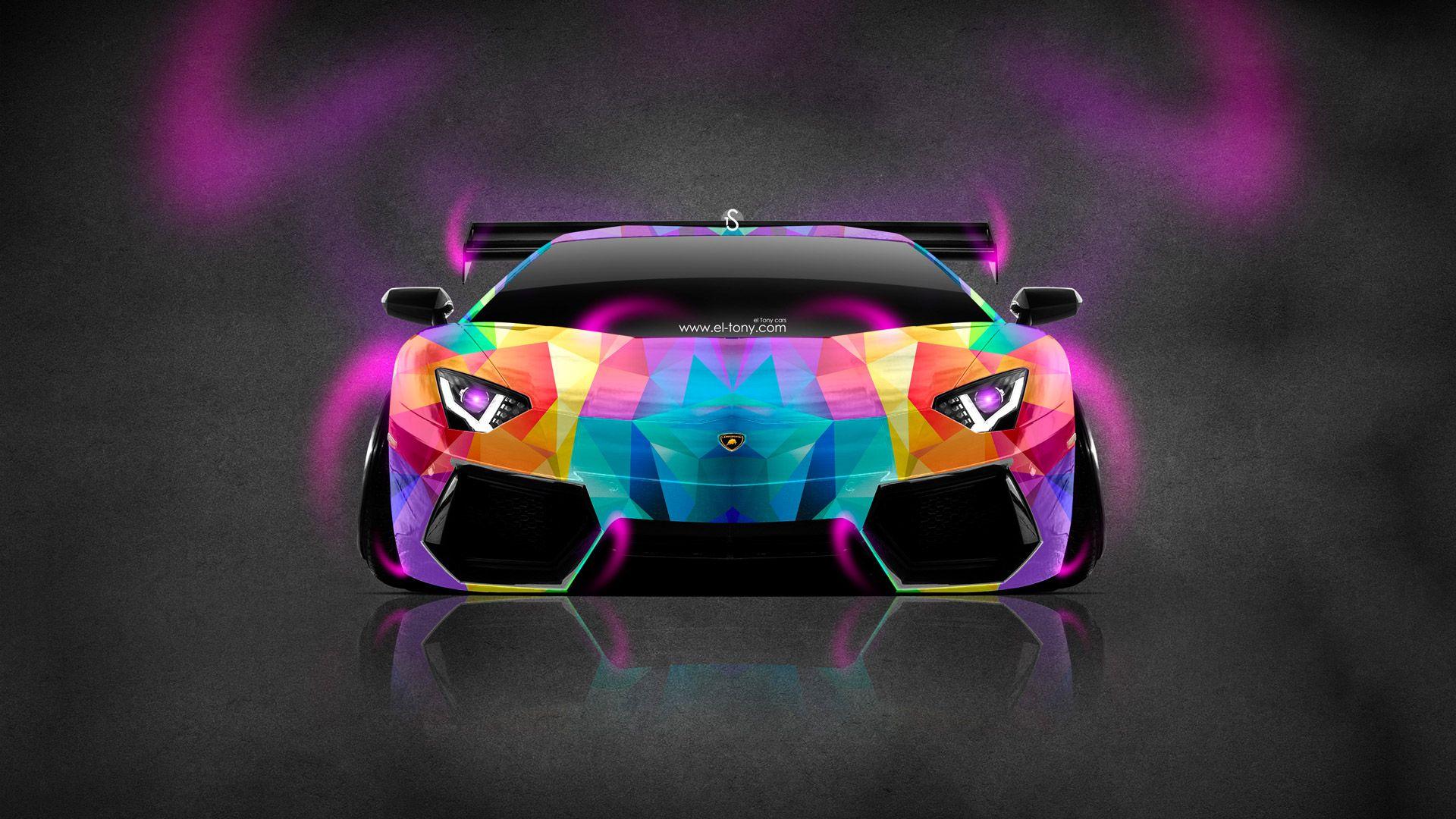 Lamborghini Aventador Neon Aerography Car 2014