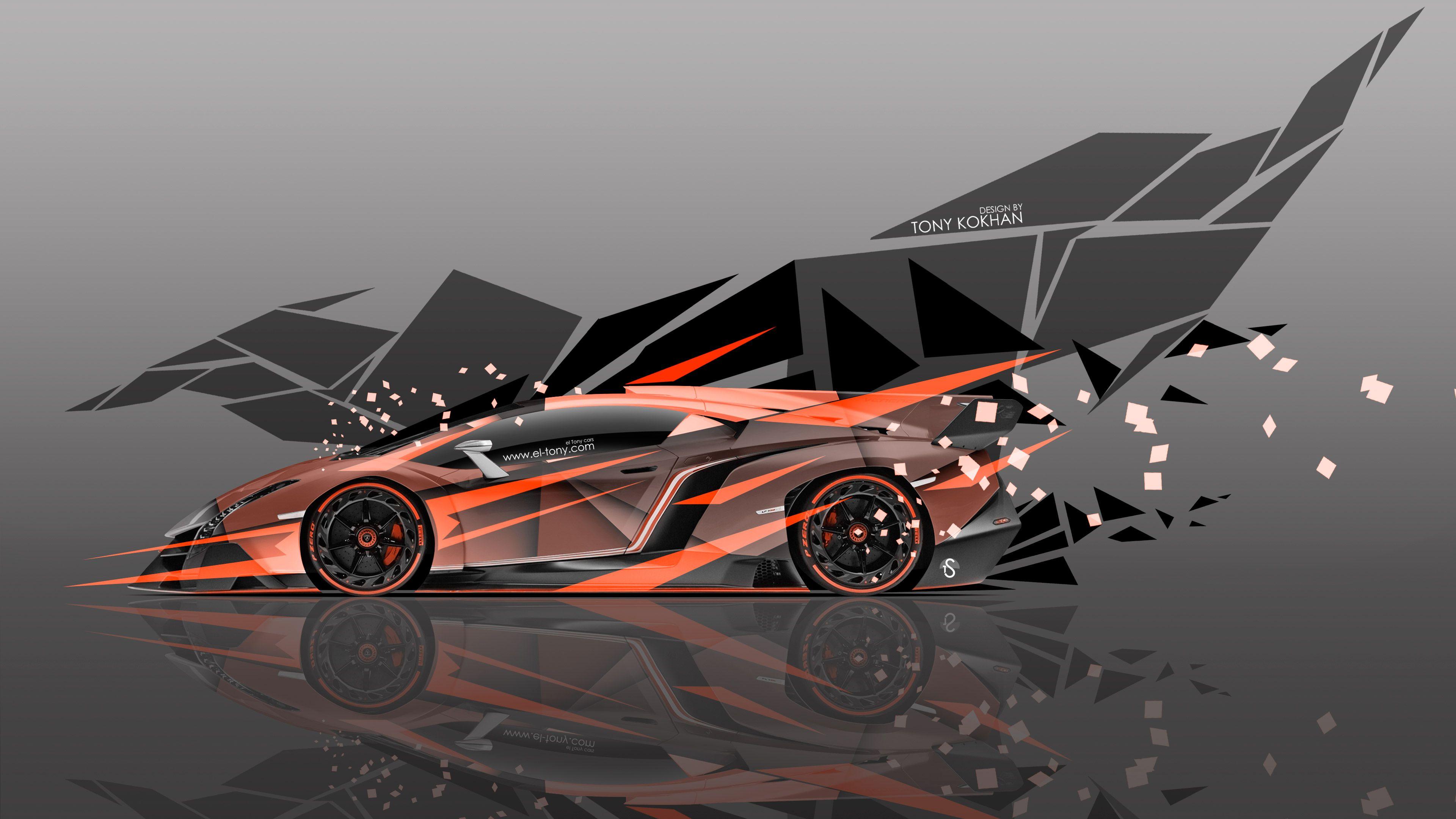 Lamborghini Veneno Side Super Abstract Transformer Aerography Car