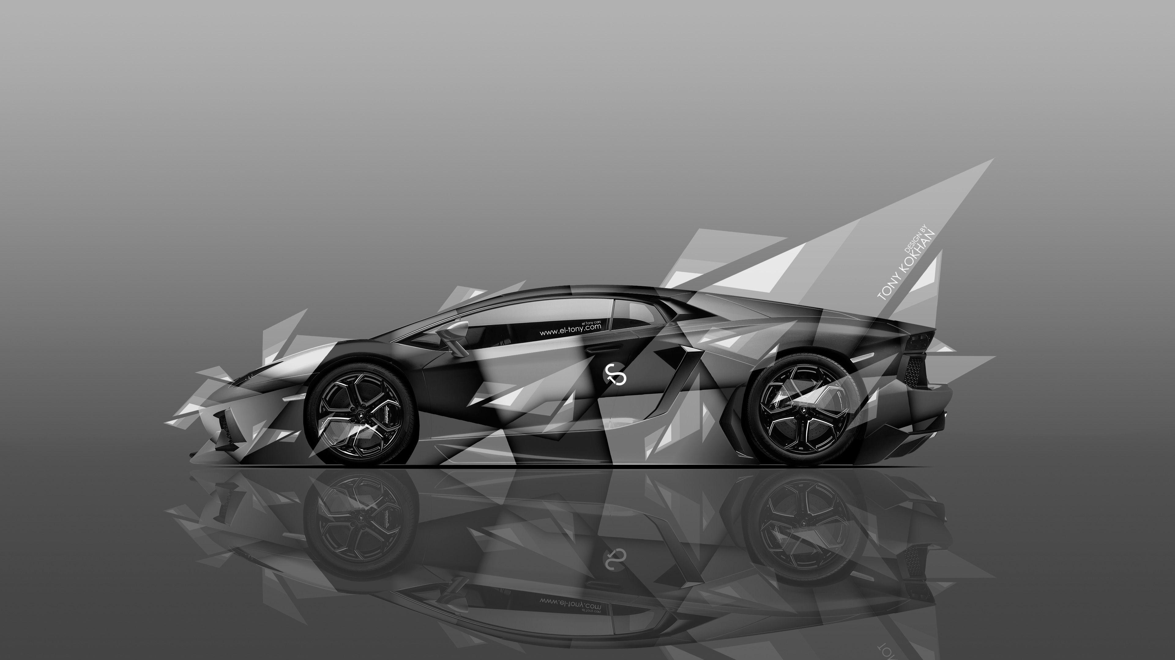 4K Wallpaper Lamborghini Aventador Side Aerography Car 2014