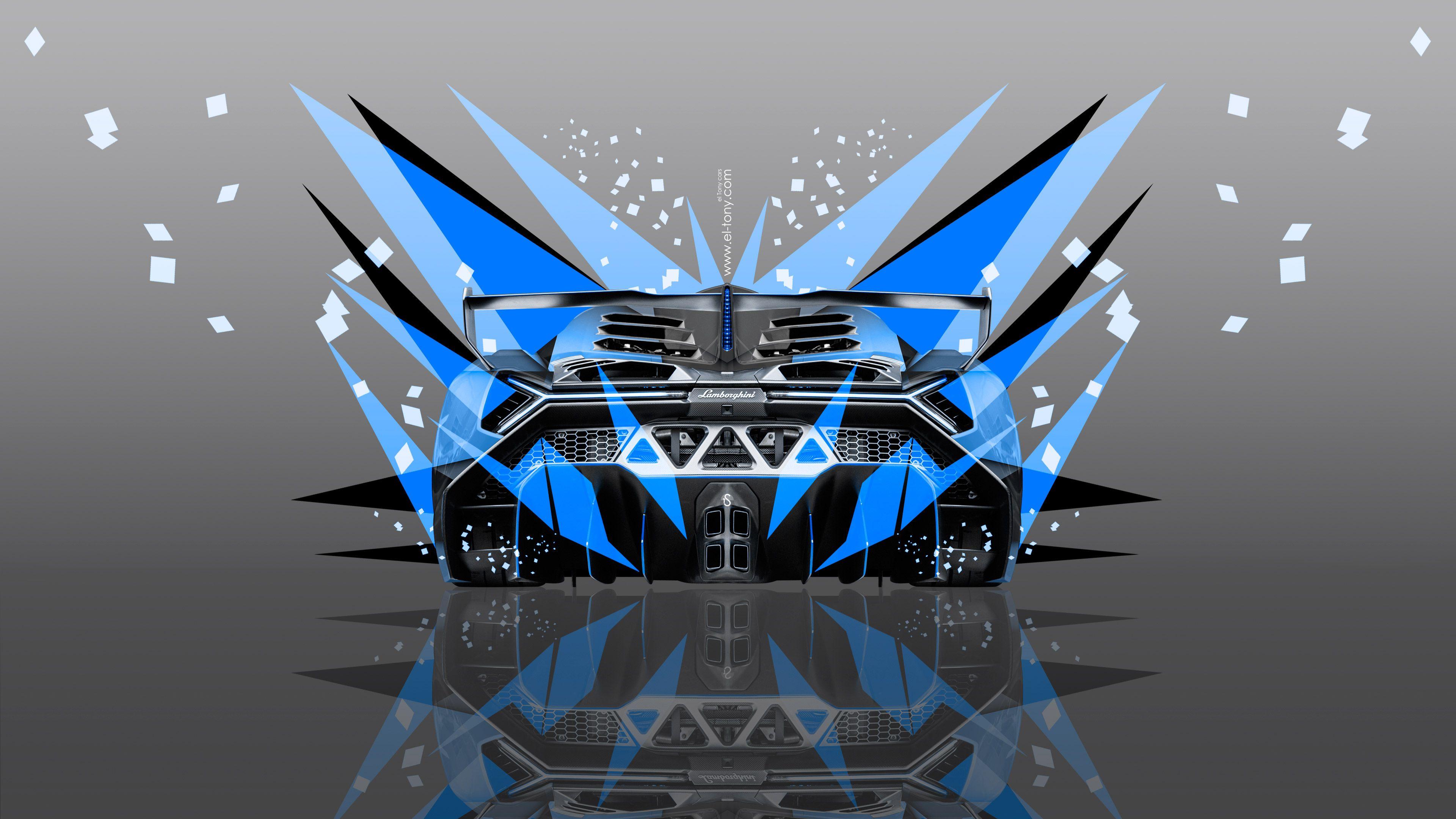 Lamborghini Veneno Back Abstract Transformer Car 2014 Blue Colors