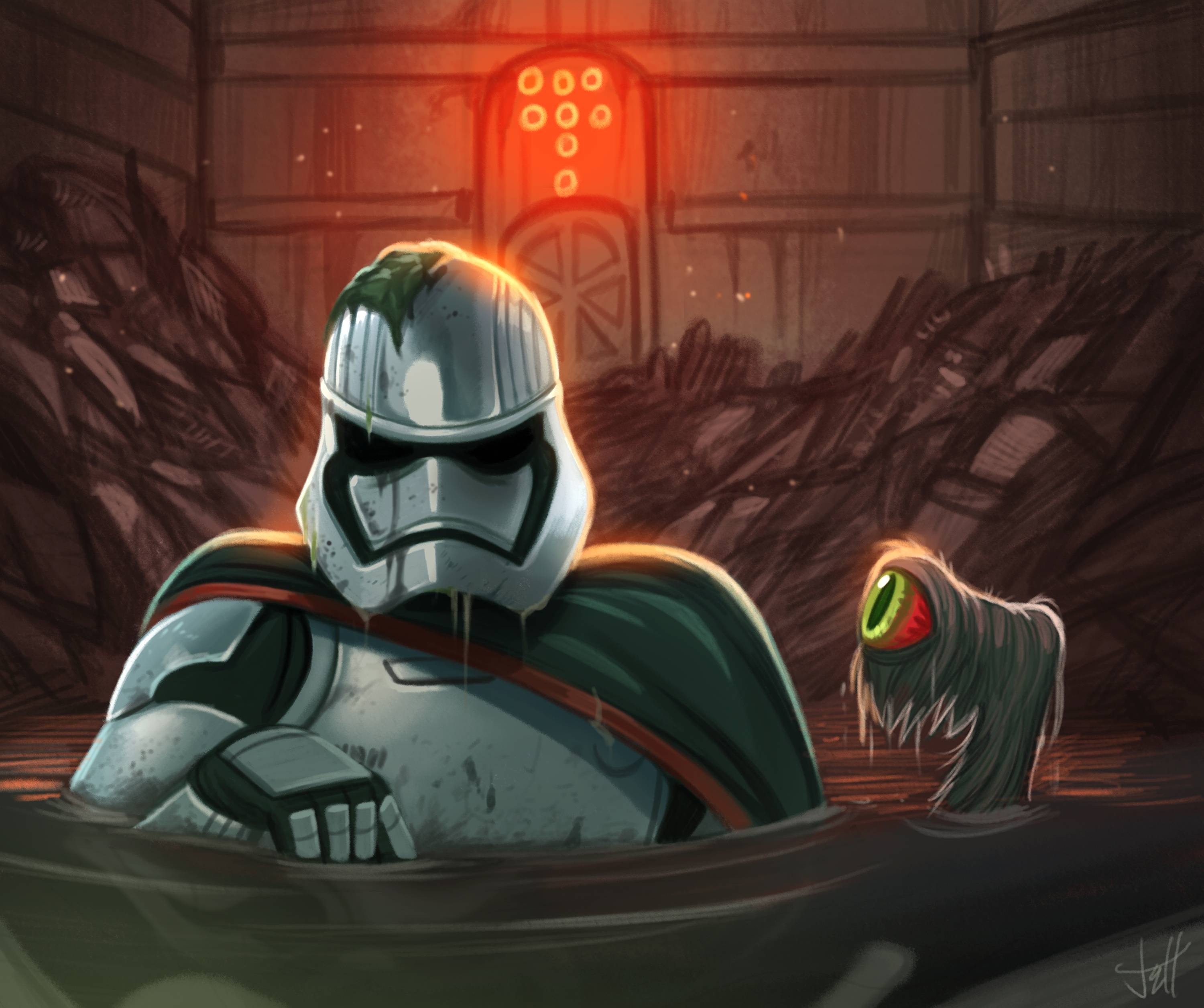 Captain Phasma trapped in the trash compactor Full HD Wallpaper