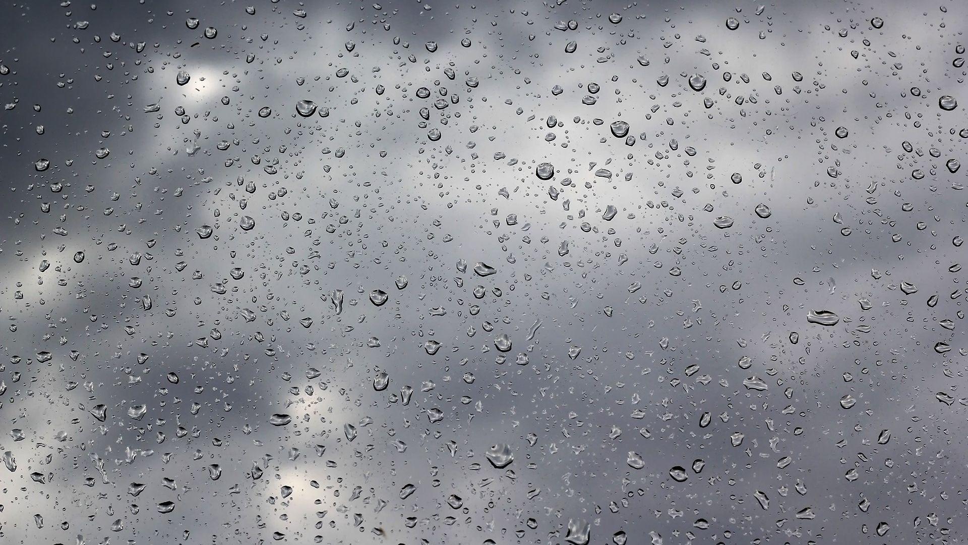 Download Wallpaper 1920x1080 drops, rain, glass, water, clouds Full