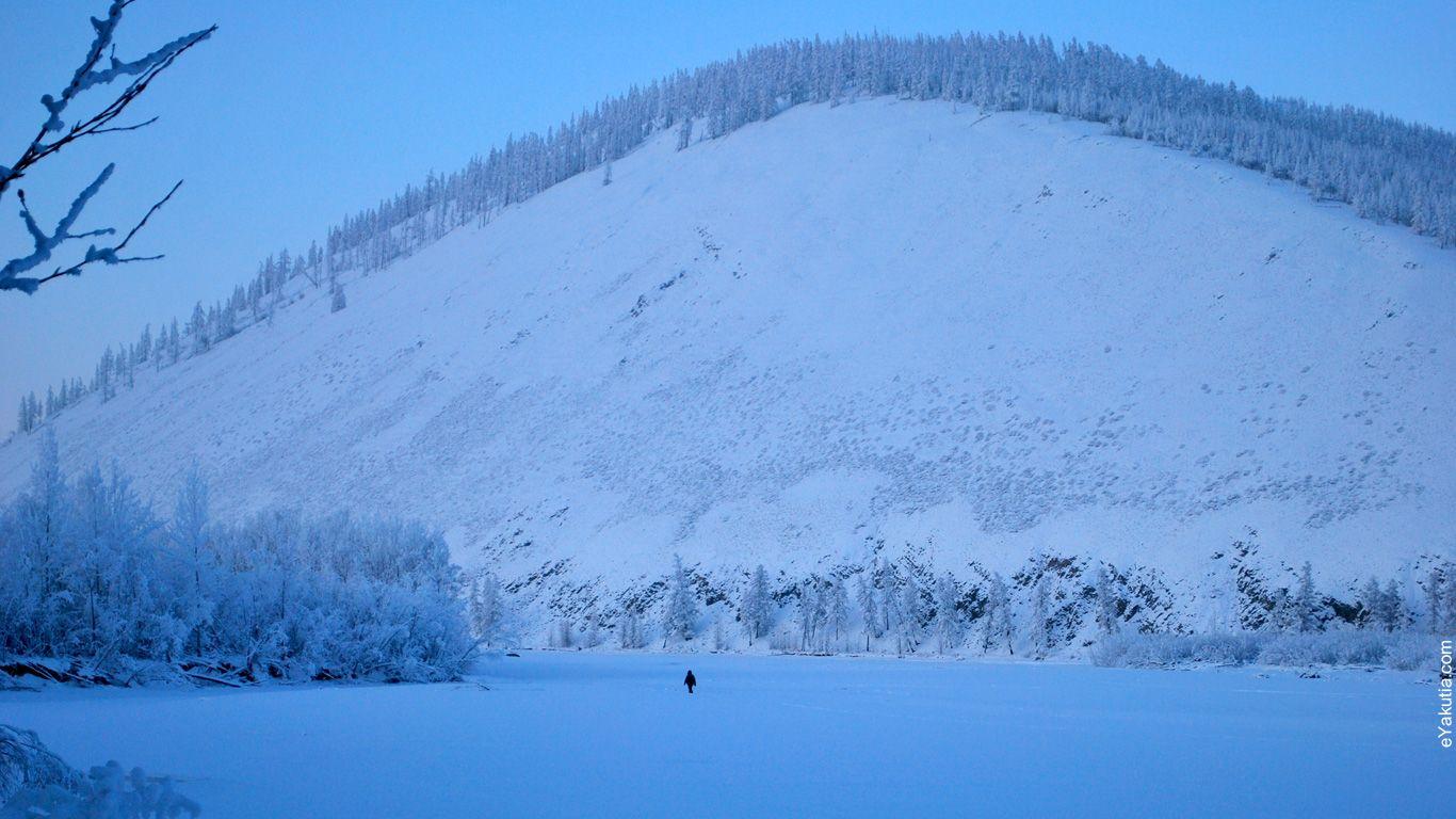 Indigirka River in Oymyakon. Yakutia in Winter. Wallpaper