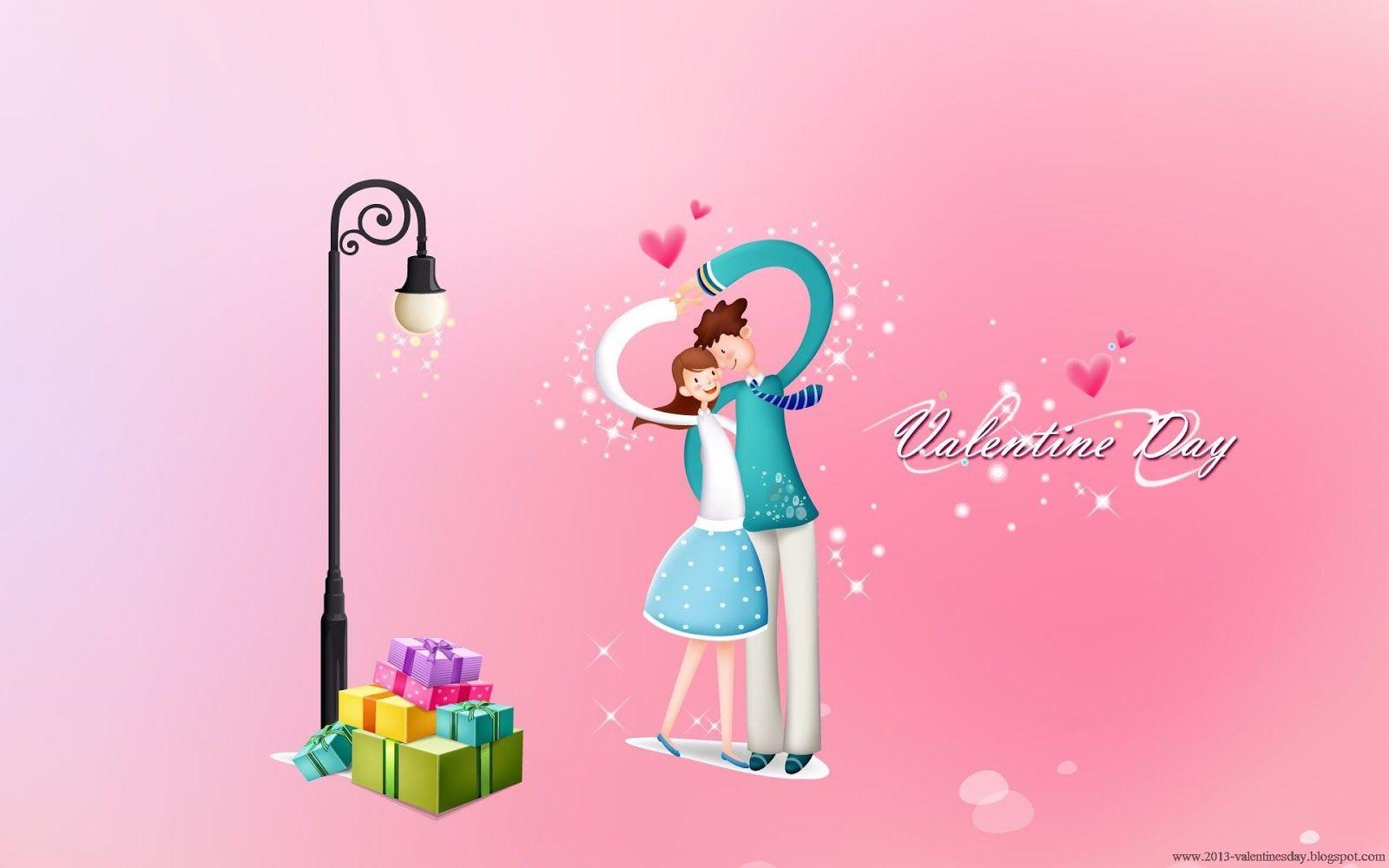 Cute Cartoon Couple Love HD wallpaper for Valentines day