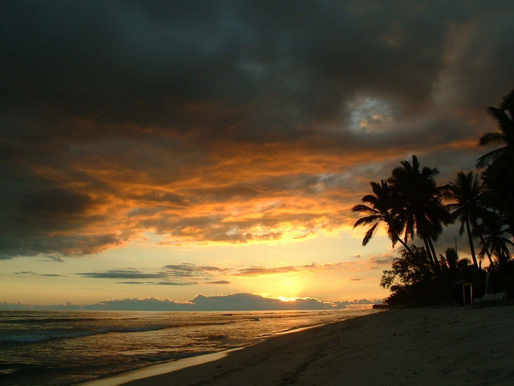 Beach Trees Breathtaking Sunset Ewa Ocean Beautiful Hawaii Oahu