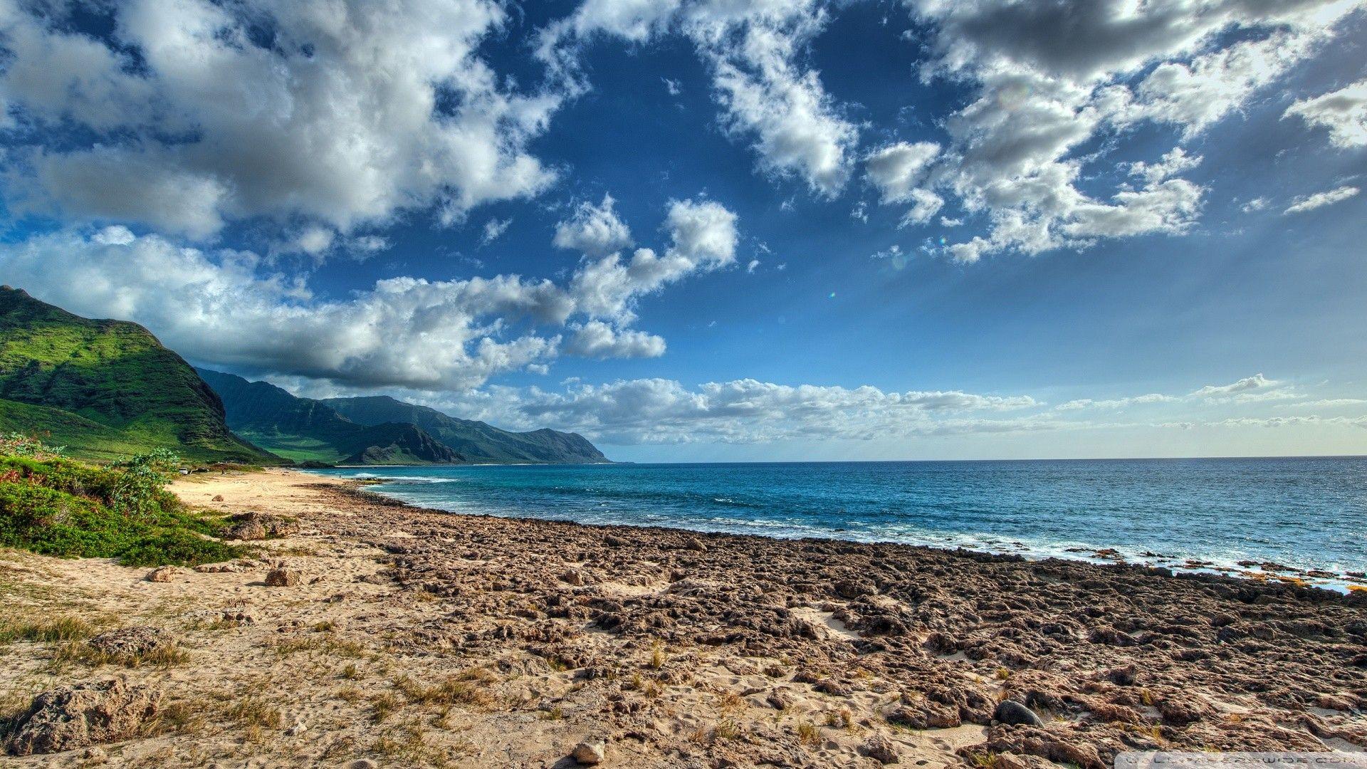 Beaches Gorgeous Kaena Point Oahu Hawaii Coast Sea Beach Clouds