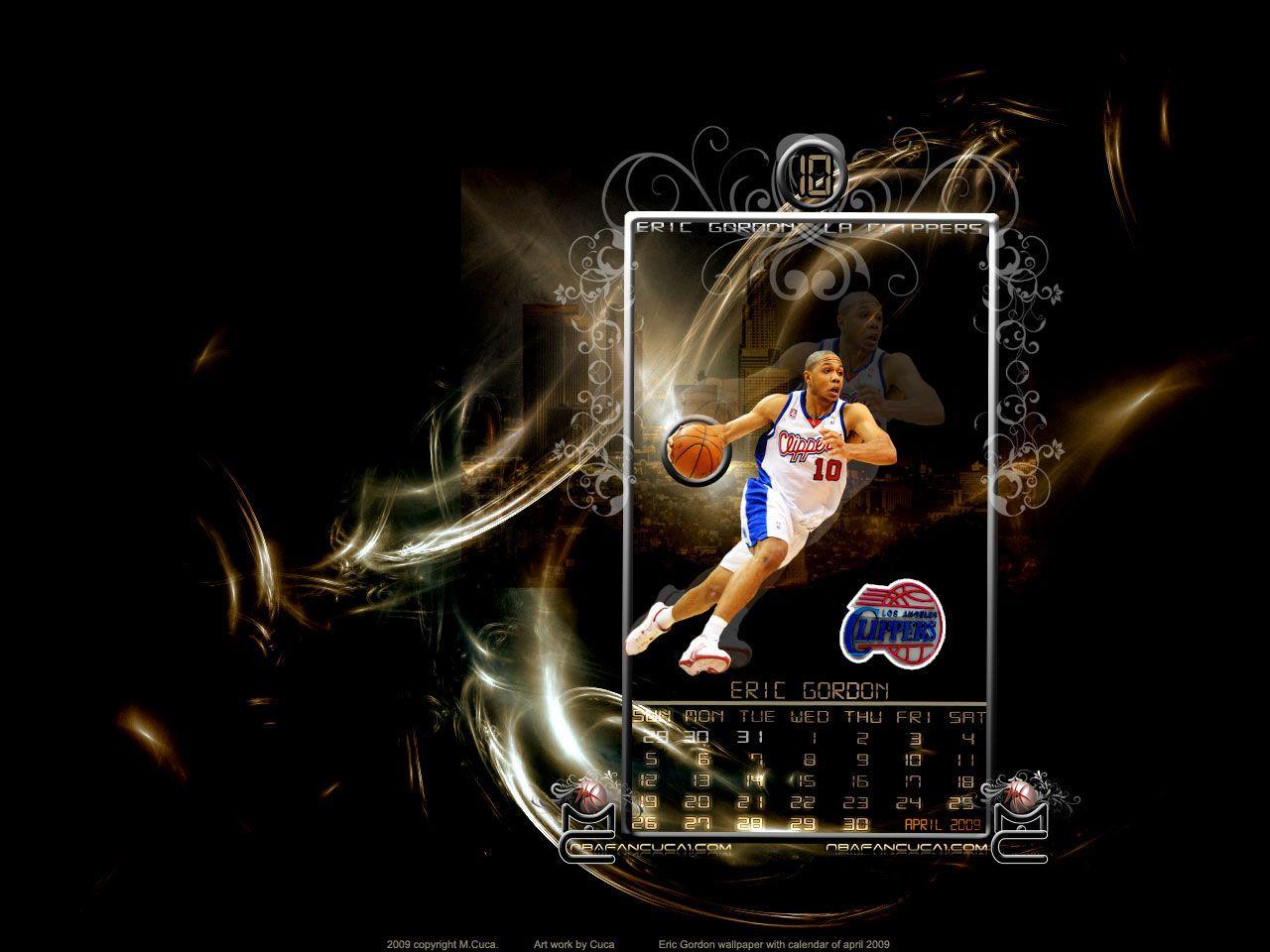Eric Gordon April 2009 Calendar Wallpaper. Basketball Wallpaper