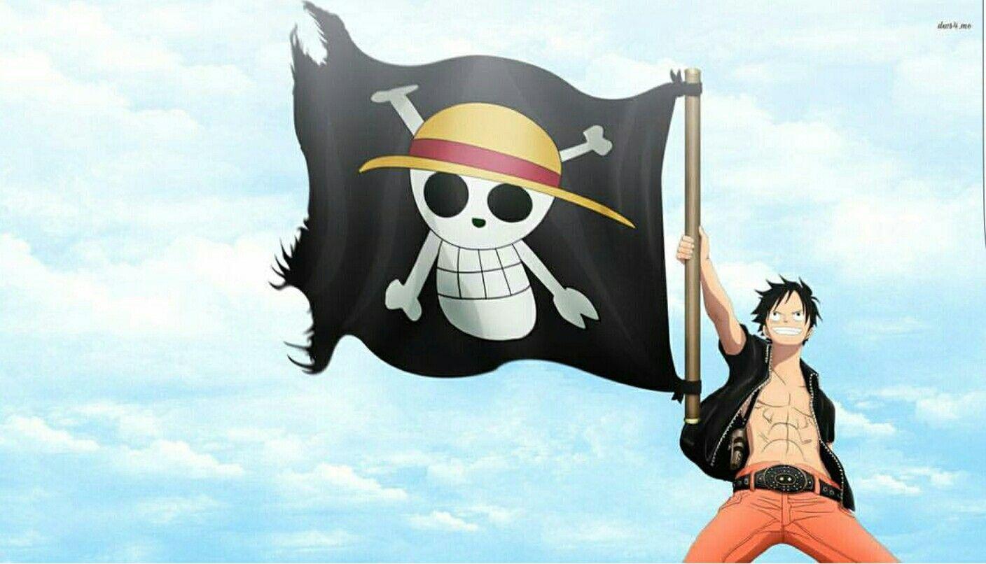 Monkey D. Luffy, pirate flag, Straw Hat Pirates, Mugiwara; One