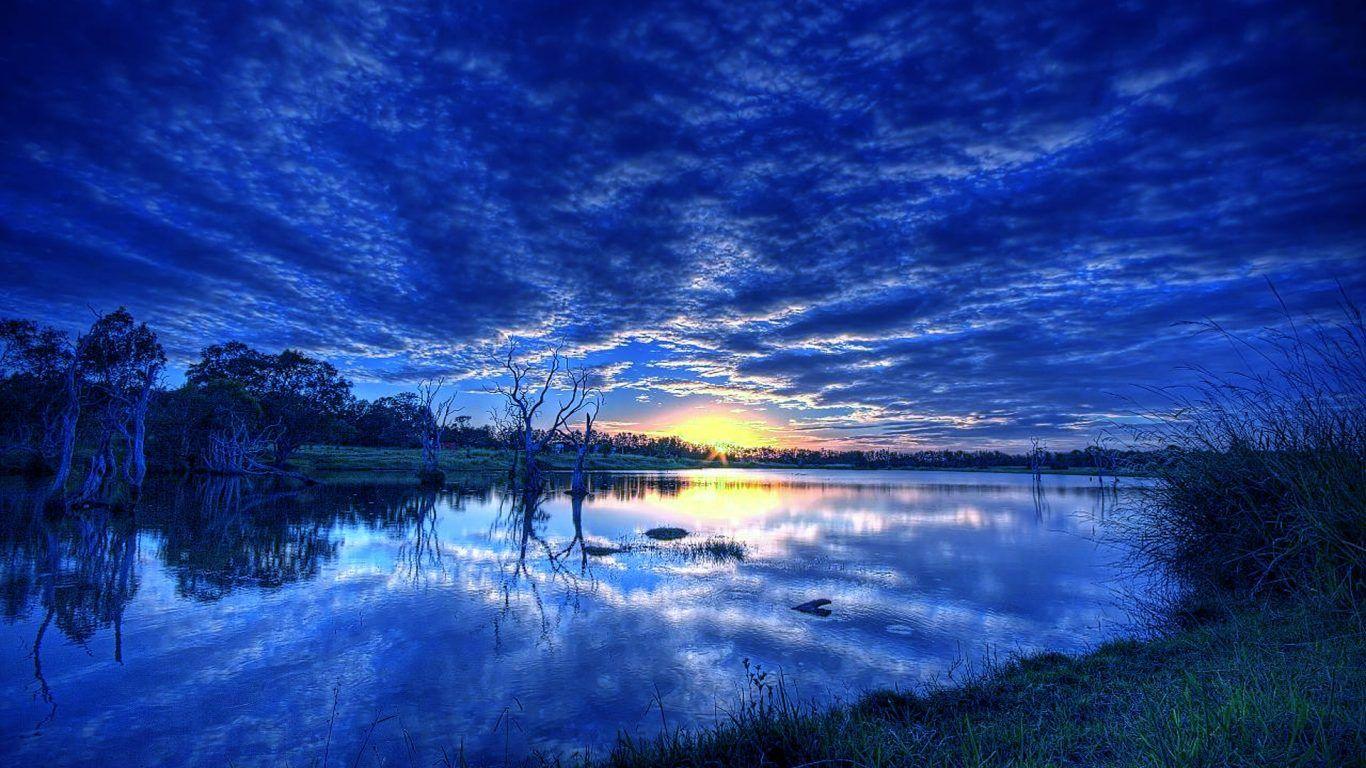 Sky: Sunrise Reflection Trees Feeling Clouds Blue Lake Sky Glass