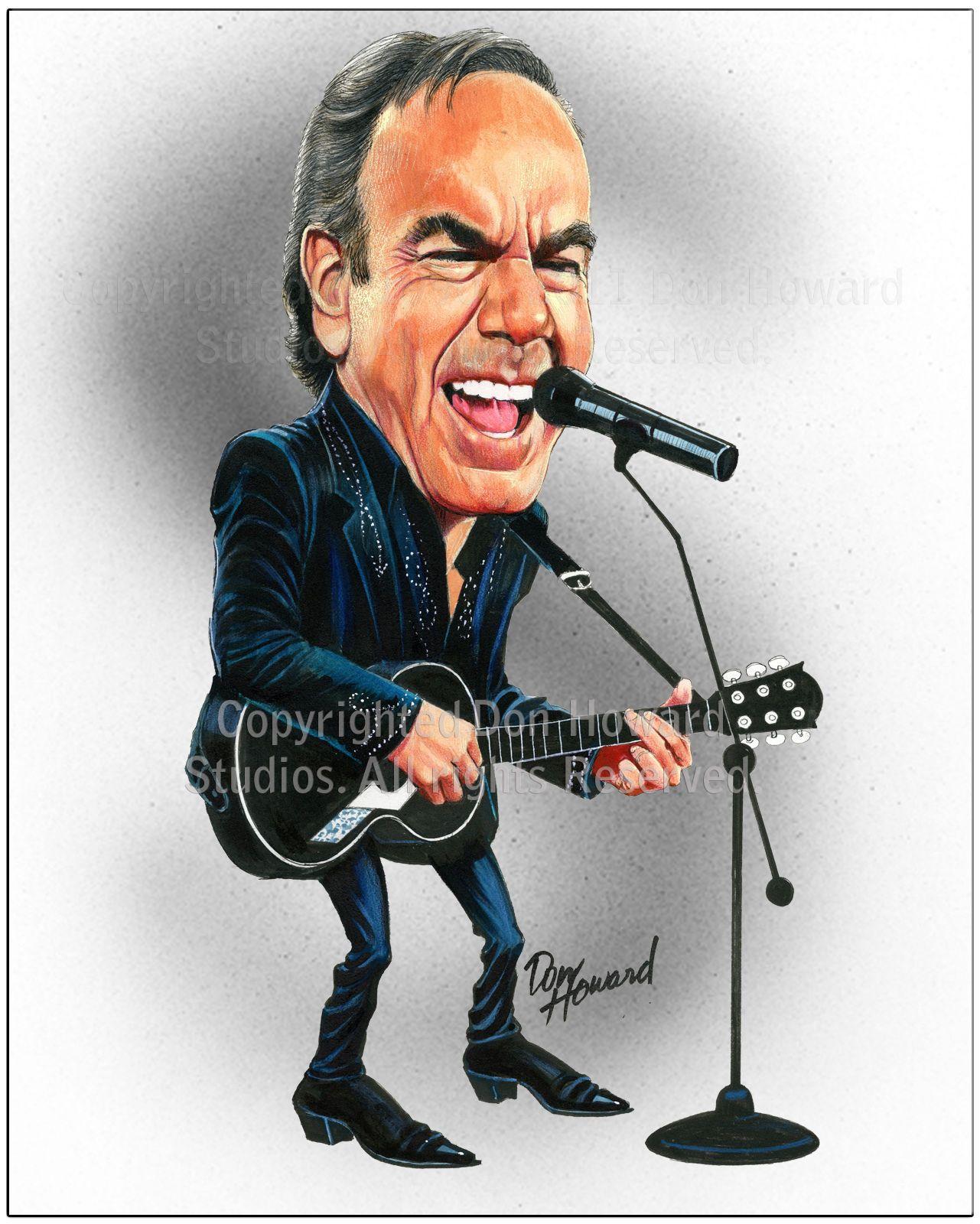 Image result for music caricatures. neil diamond
