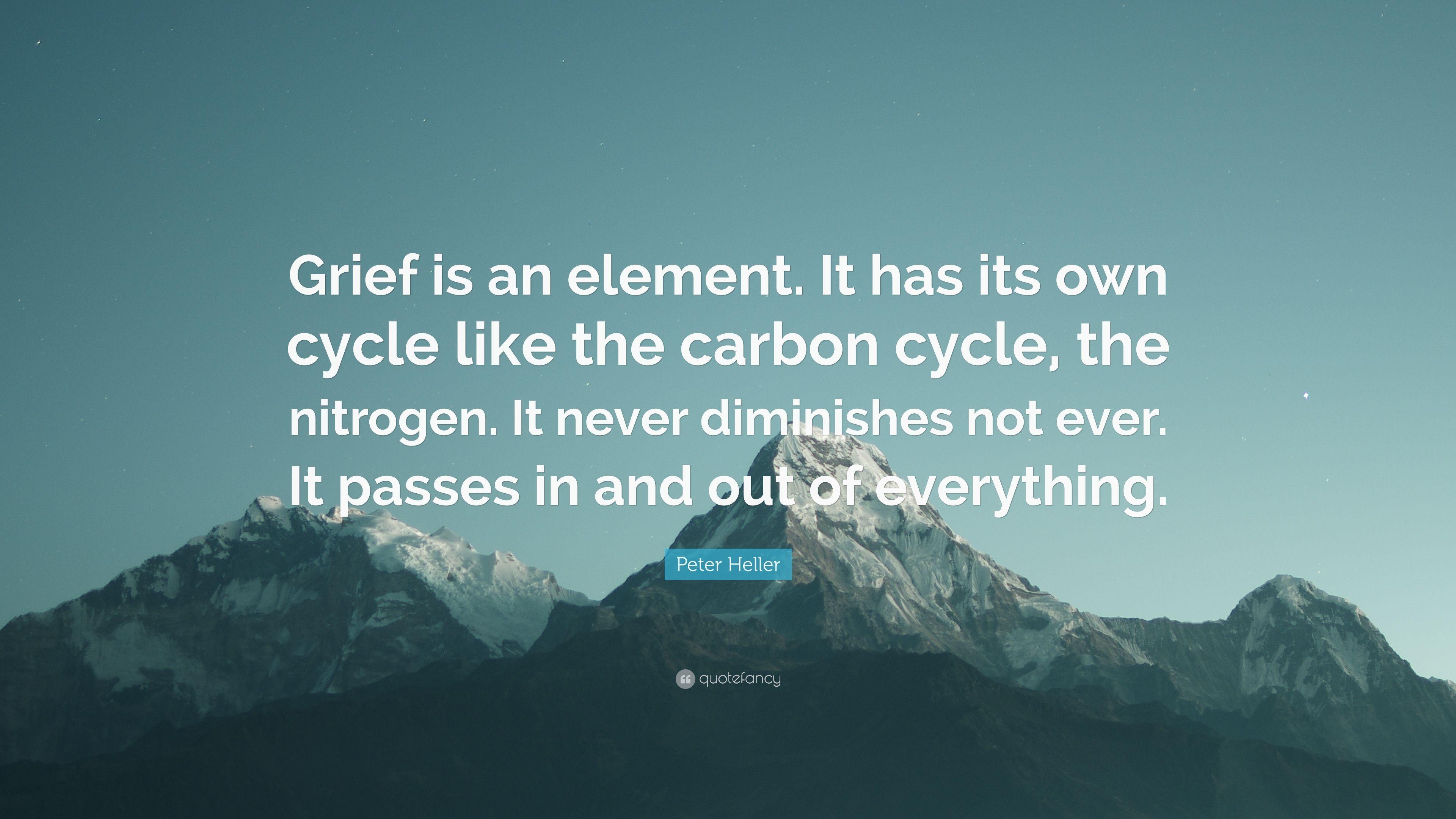 Peter Heller Quote: “Grief is an element. It has its own cycle