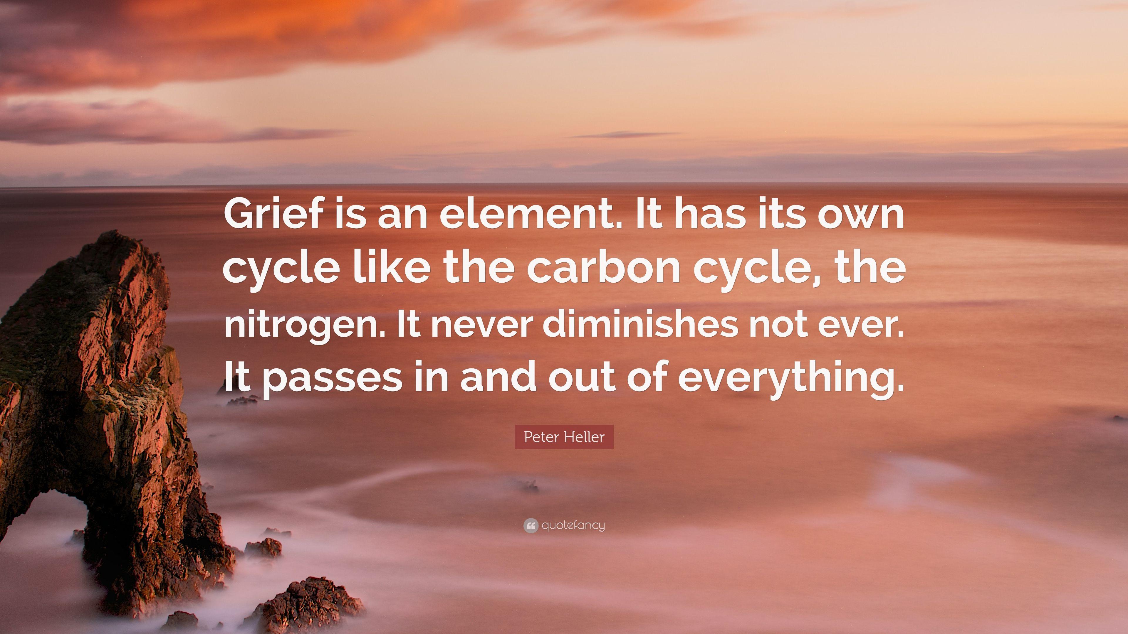 Peter Heller Quote: “Grief is an element. It has its own cycle