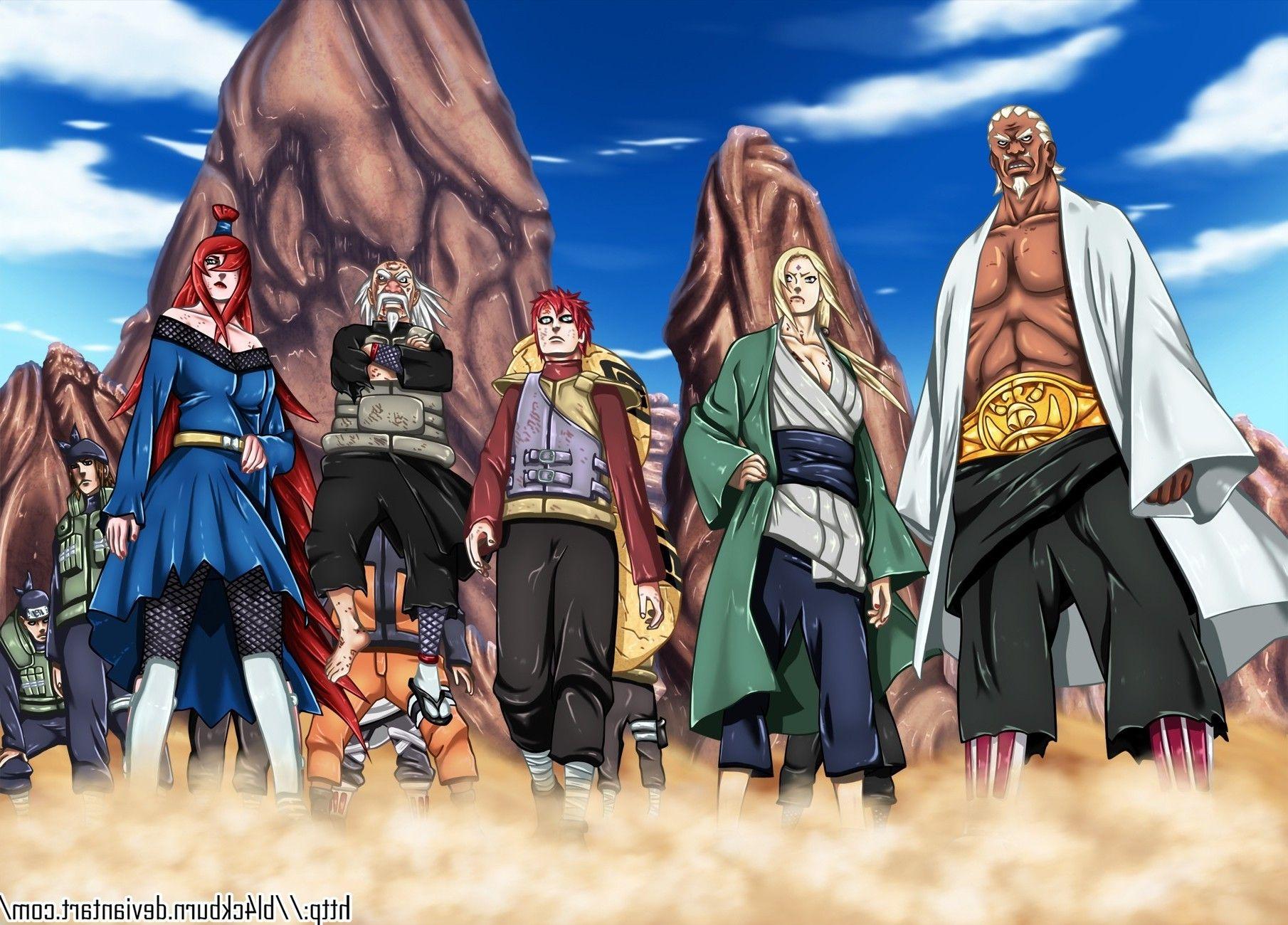 Naruto Shippuuden, Tsunade, Gaara, Hokage, Mei Terumi, Dust, Raikage