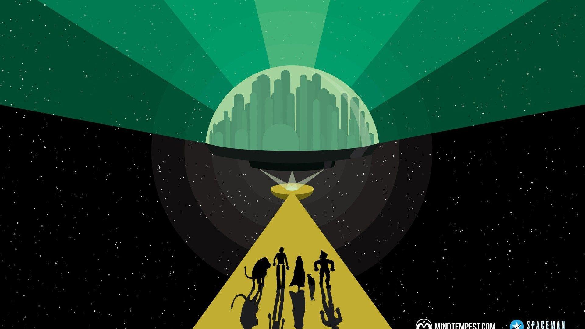 Silhouettes paths wizard of oz artwork cities wallpaper