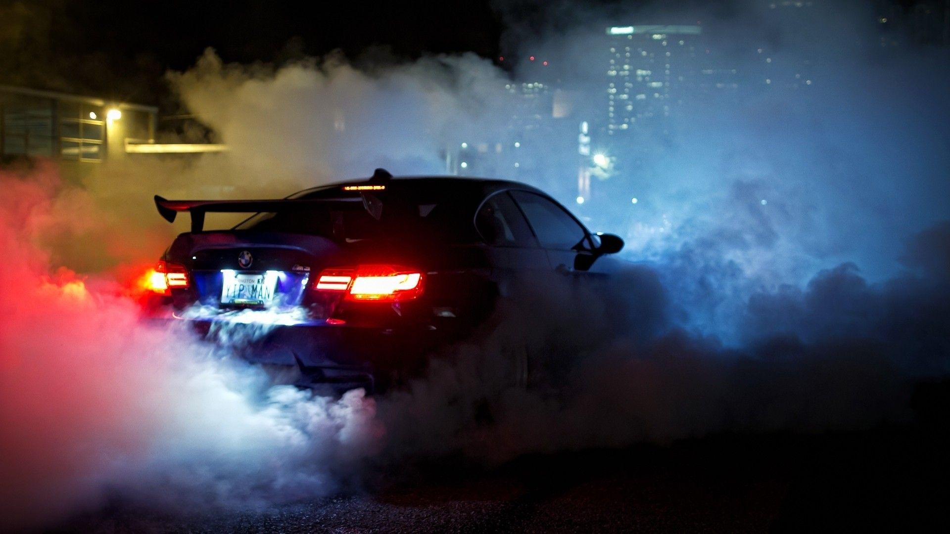 BMW, dark, night, cars, smoke, vehicles, BMW M BMW 3 Series