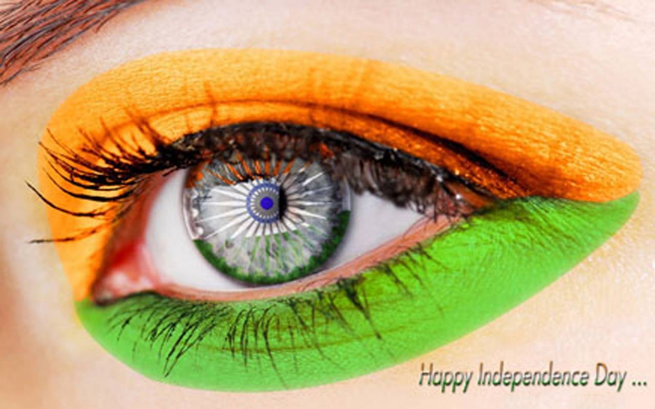 Beautiful Eyes Makeup With Indian Flag Wallpaper