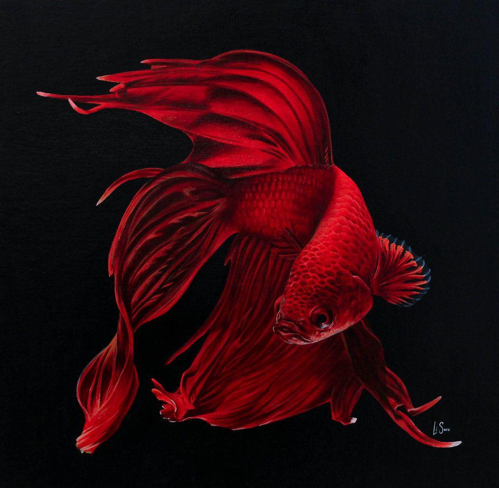 Siamese Fighting Fish. Painting, Acrylics On Board By Li Soro