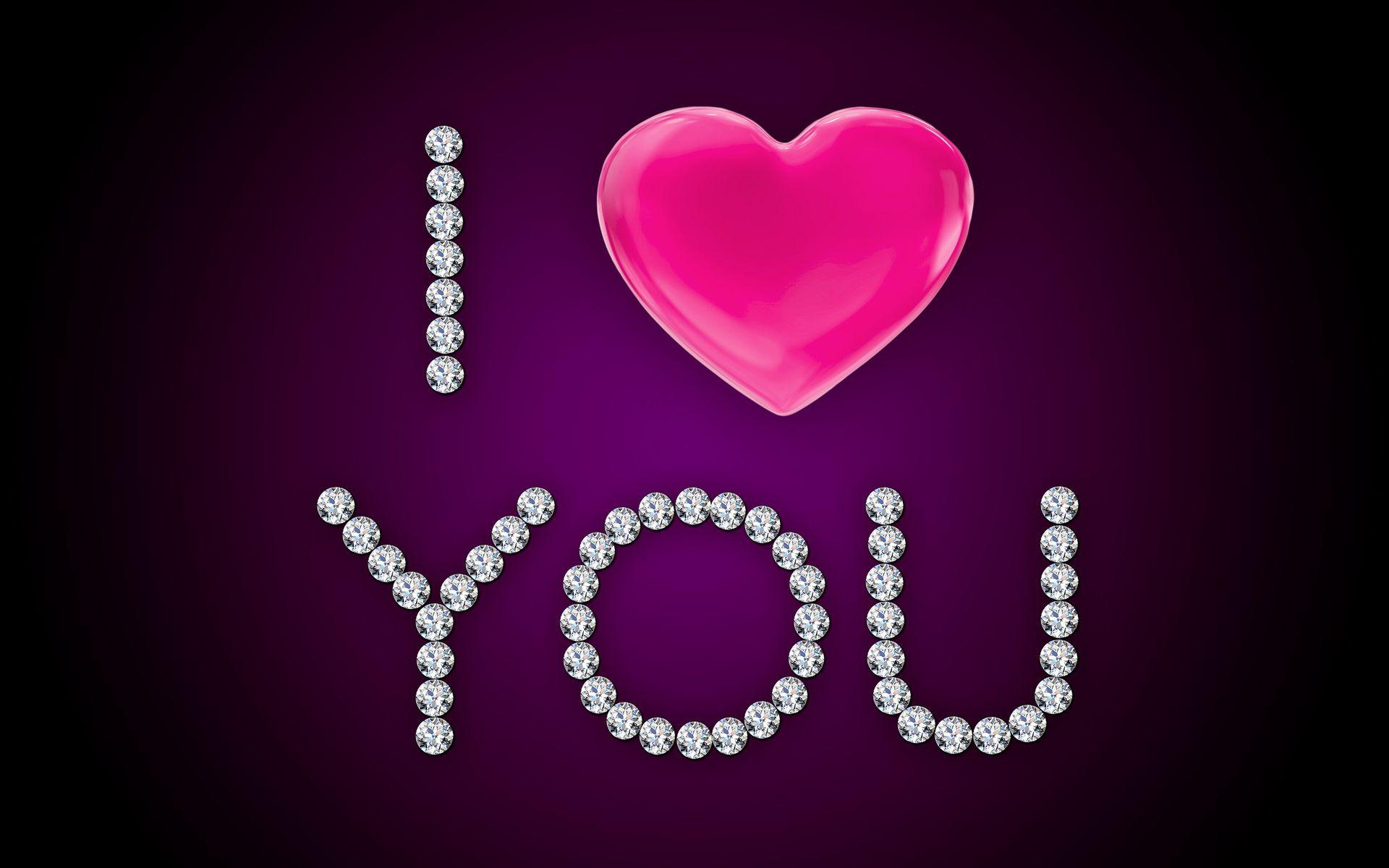 I Love You Pink Heart Diamonds wallpaper. I Love You Pink Heart