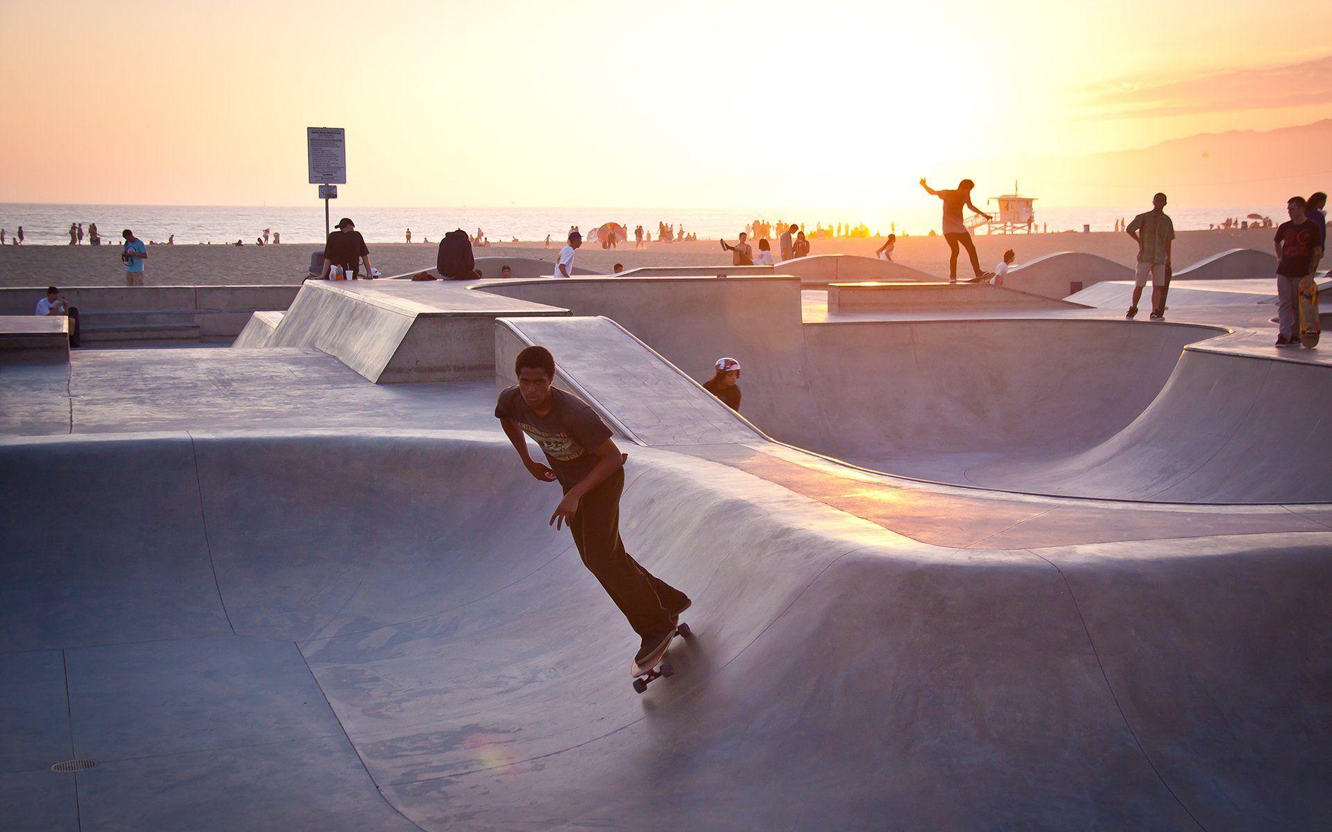skater summer sunset venice beach la los angeles california usa HD