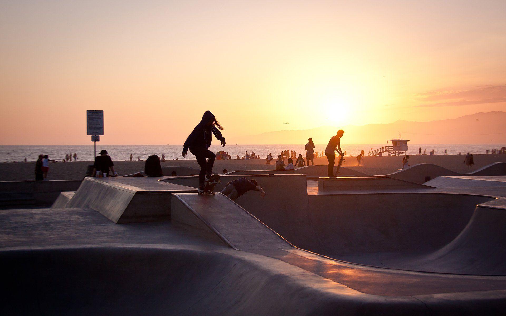 skater venice beach summer sunset la los angeles california usa HD