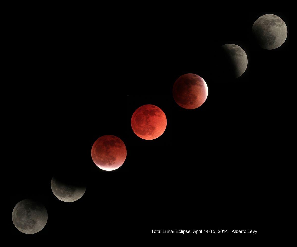 Secuence Of The Total Lunar Eclipse 4 14 2014. Astrobaja