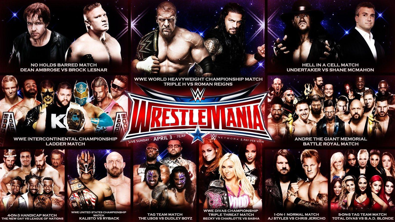 WWE Wrestlemania 32. WWE Match Cards Wallpaper