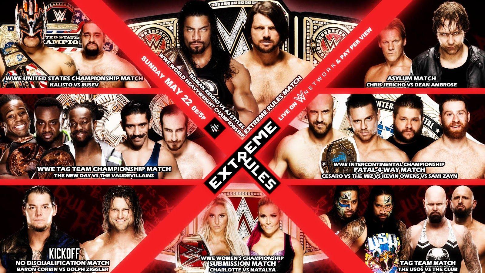 WWE Extreme Rules 2016. WWE Match Cards Wallpaper