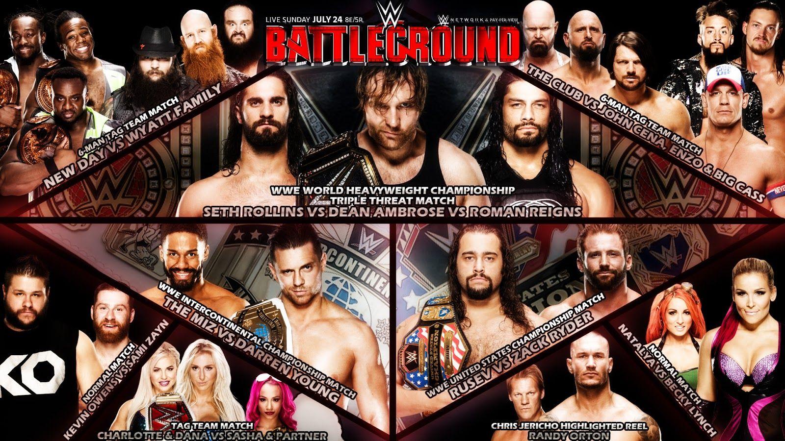 WWE Battleground 2016. WWE Match Cards Wallpaper