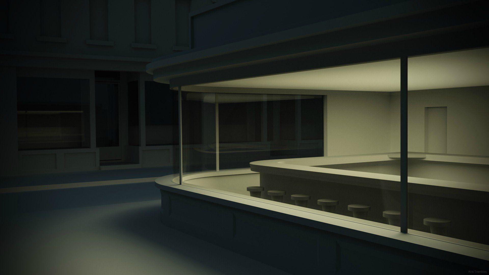 Edward Hopper, Nighthawks, Painting, CGI HD Wallpaper / Desktop