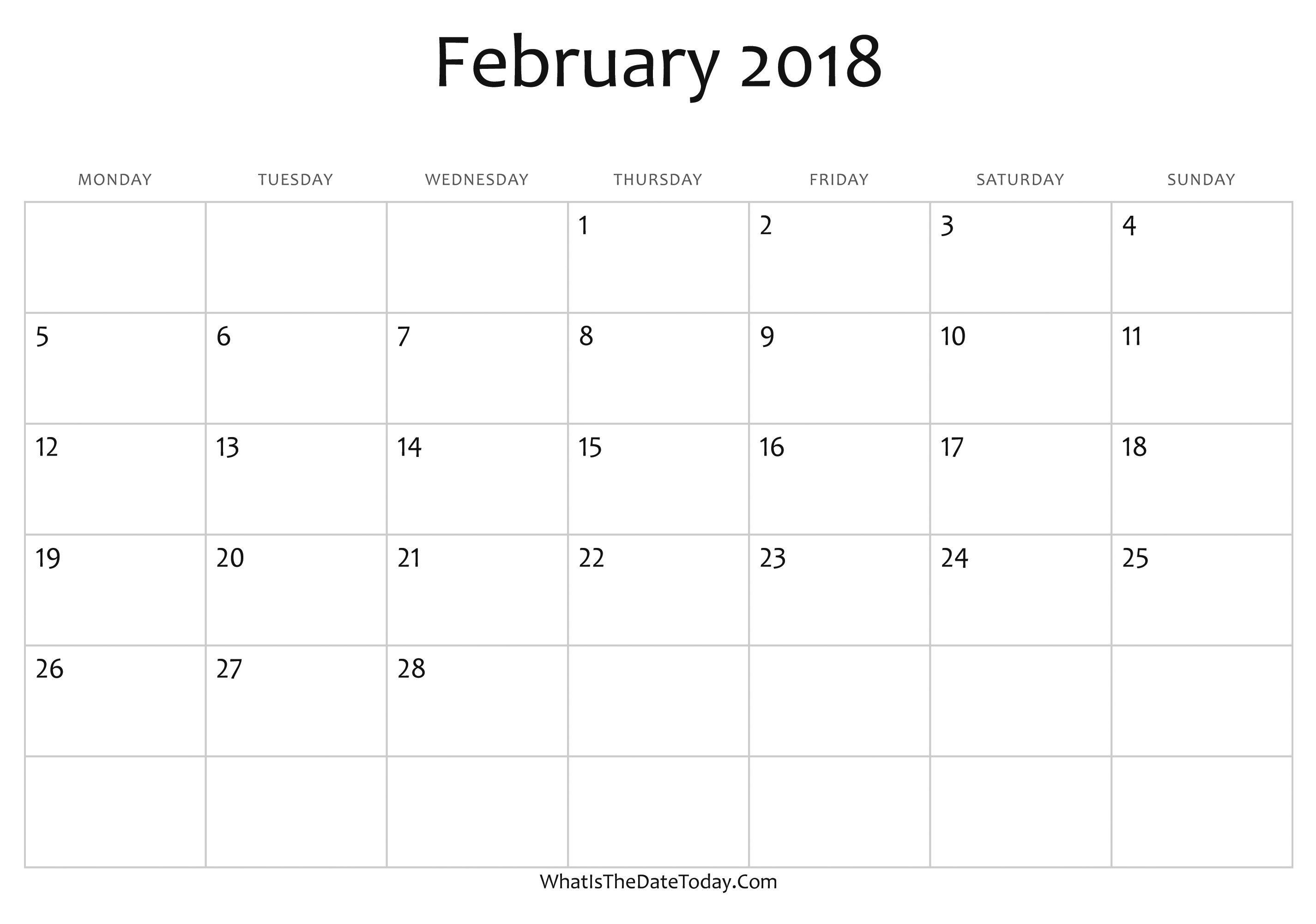 February 2018 Wallpaper Calendar
