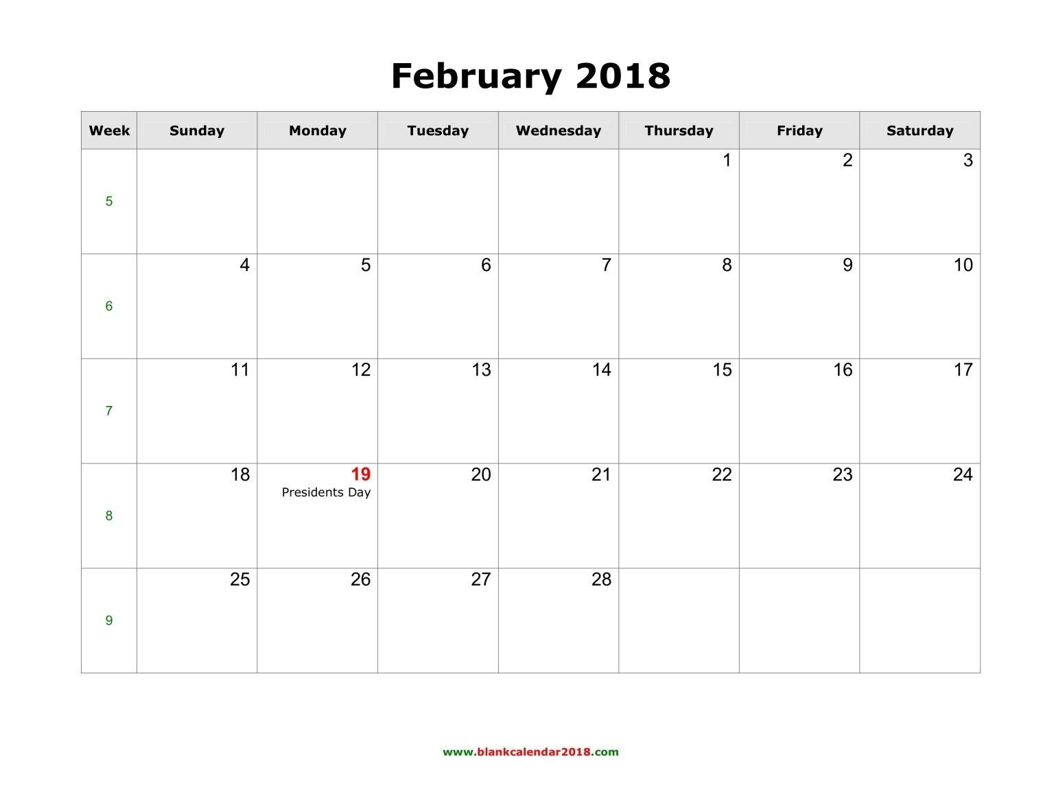 February 2018 Calendar With Holidays calendar printable