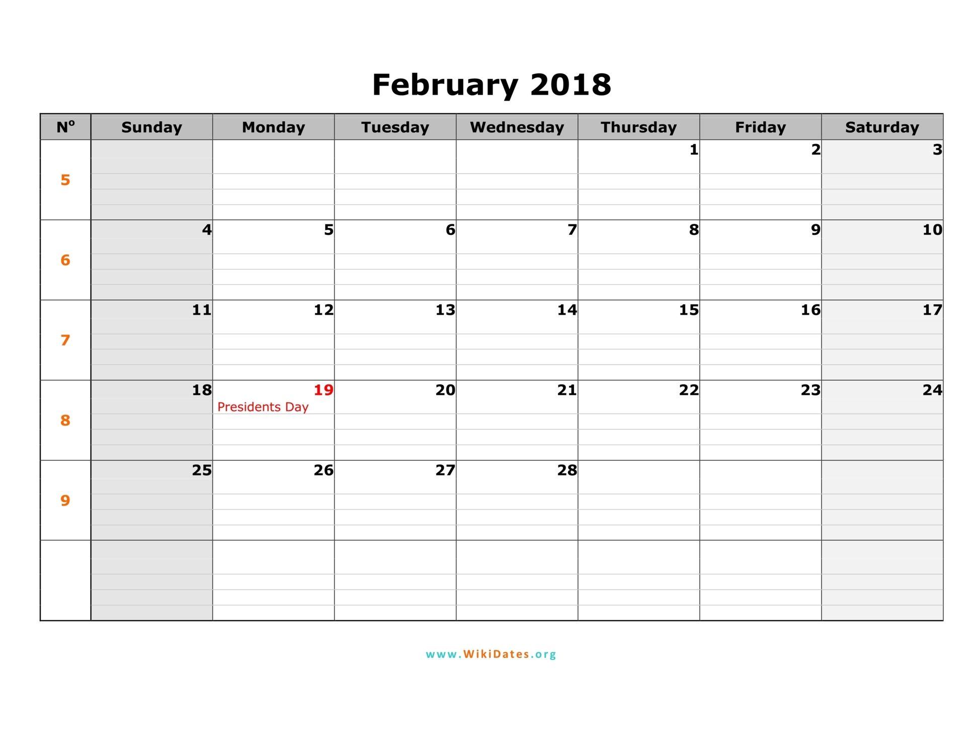 February 2018 Calendar With Holidays calendar printable