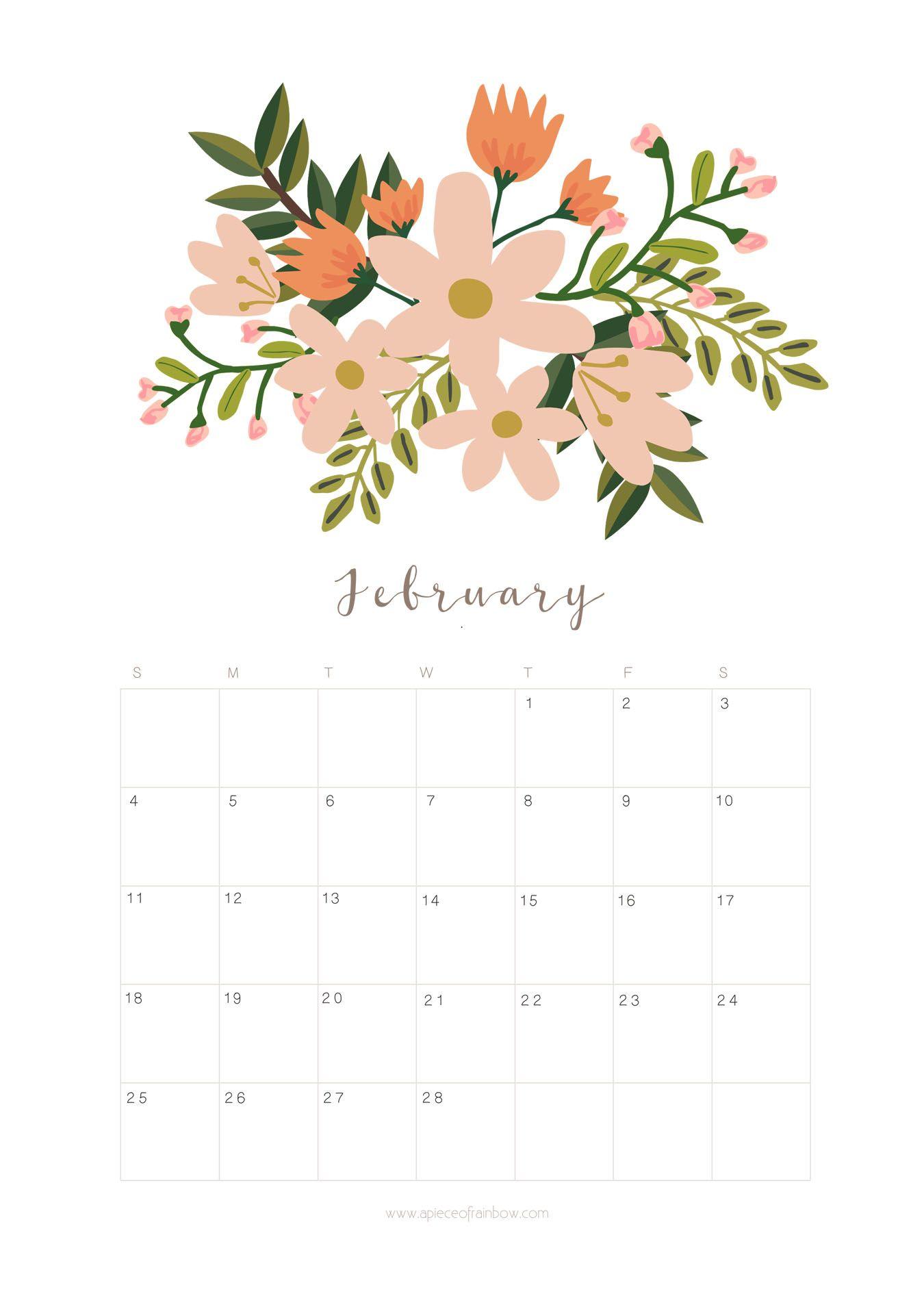 Printable February 2018 Calendar Monthly Planner Design